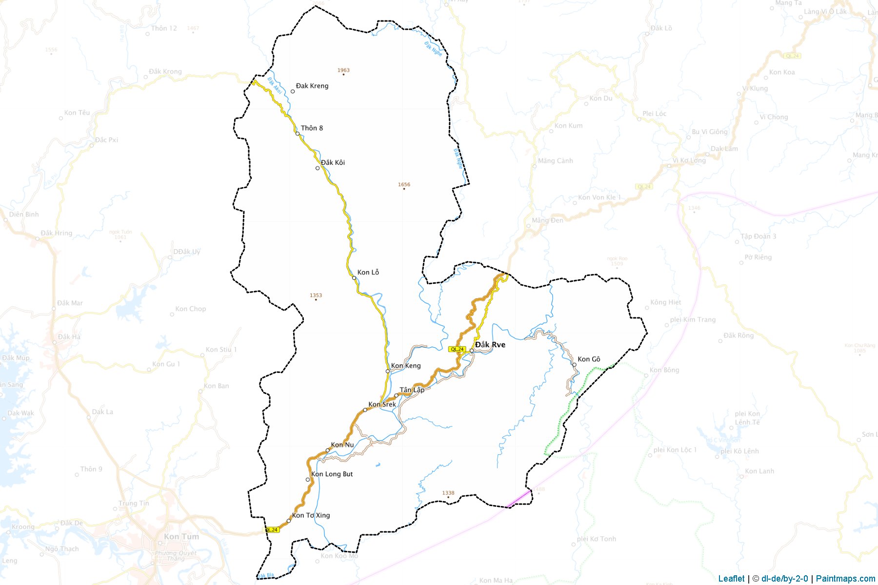 Muestras de recorte de mapas Kon Ray (Kon Tum)-1