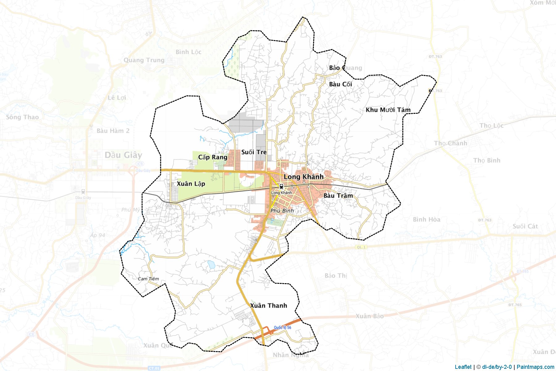 Muestras de recorte de mapas Long Khanh (Đông Nam Bộ)-1