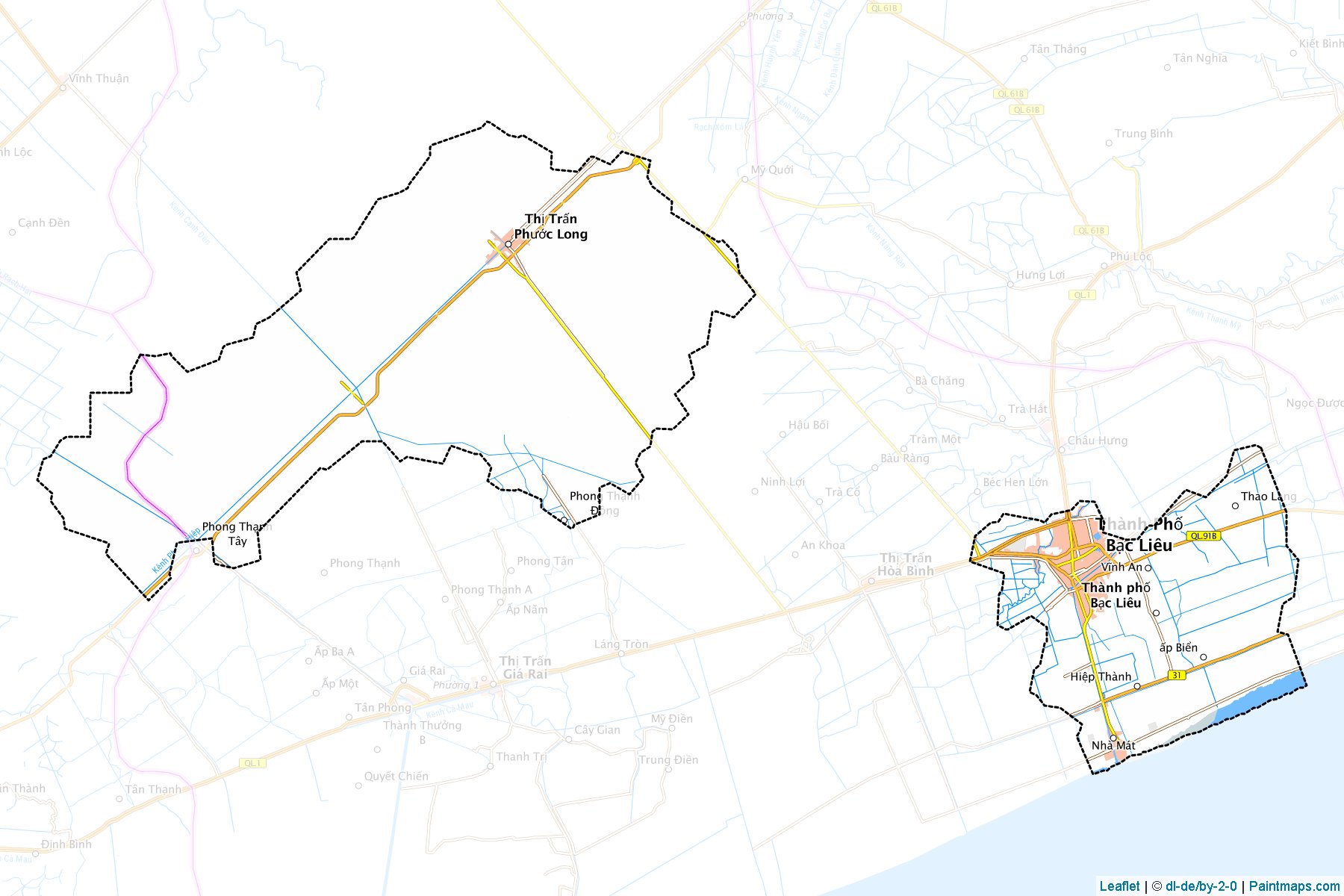 Muestras de recorte de mapas Bac Lieu (Bạc Liêu)-1