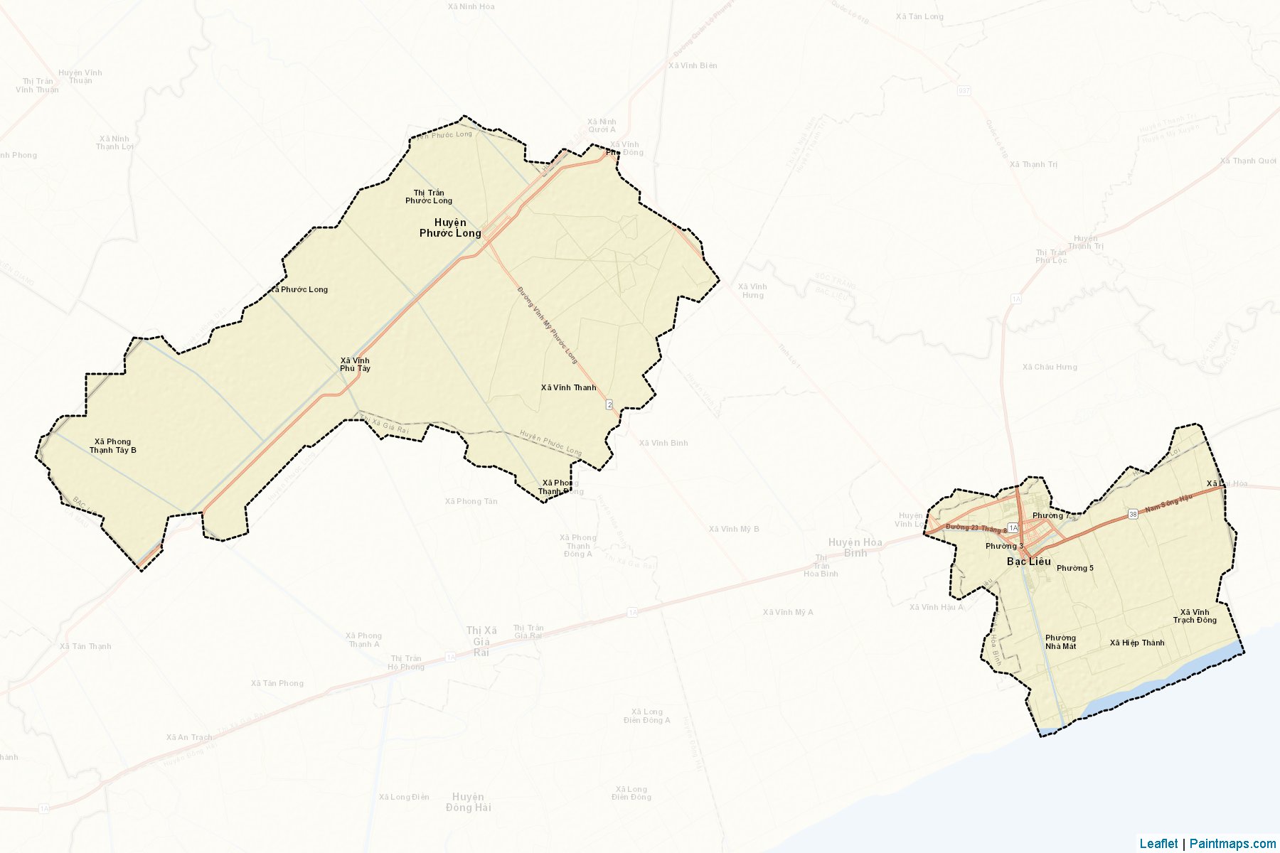 Muestras de recorte de mapas Bac Lieu (Bạc Liêu)-2