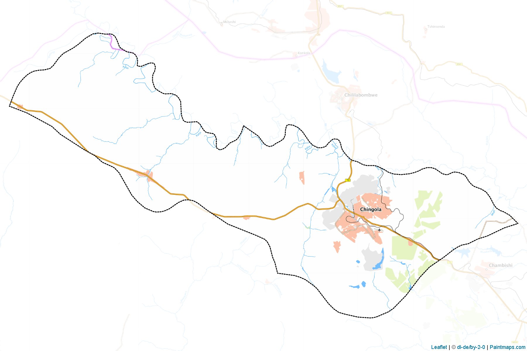 Muestras de recorte de mapas Chingola (Copperbelt)-1