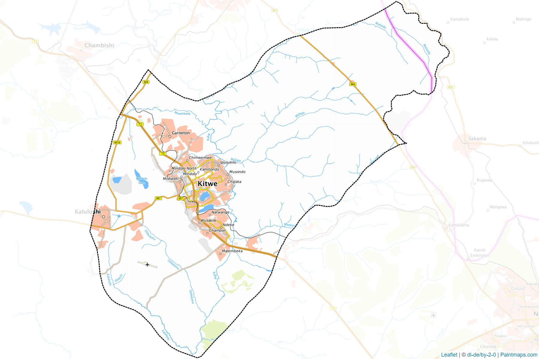 Muestras de recorte de mapas Kitwe (Copperbelt)-1