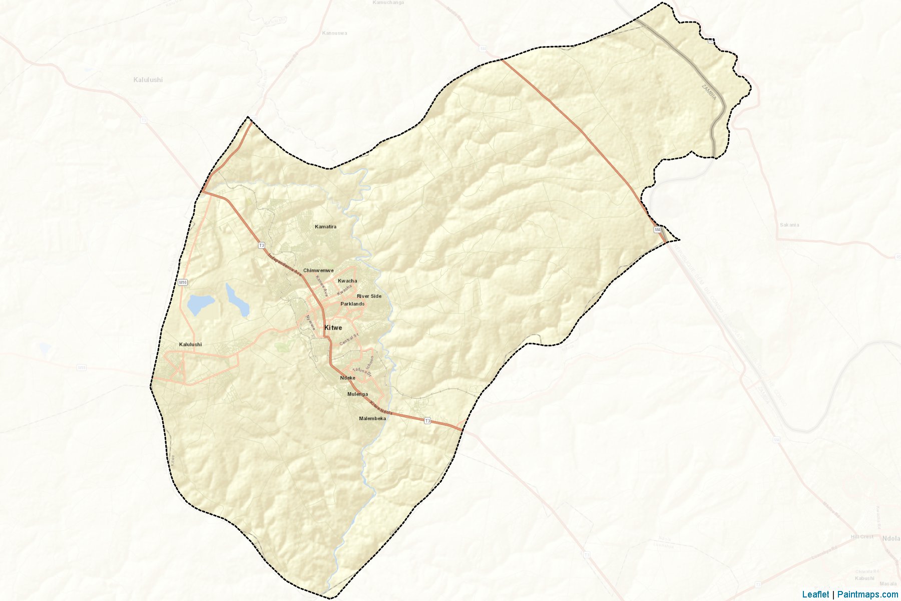 Muestras de recorte de mapas Kitwe (Copperbelt)-2