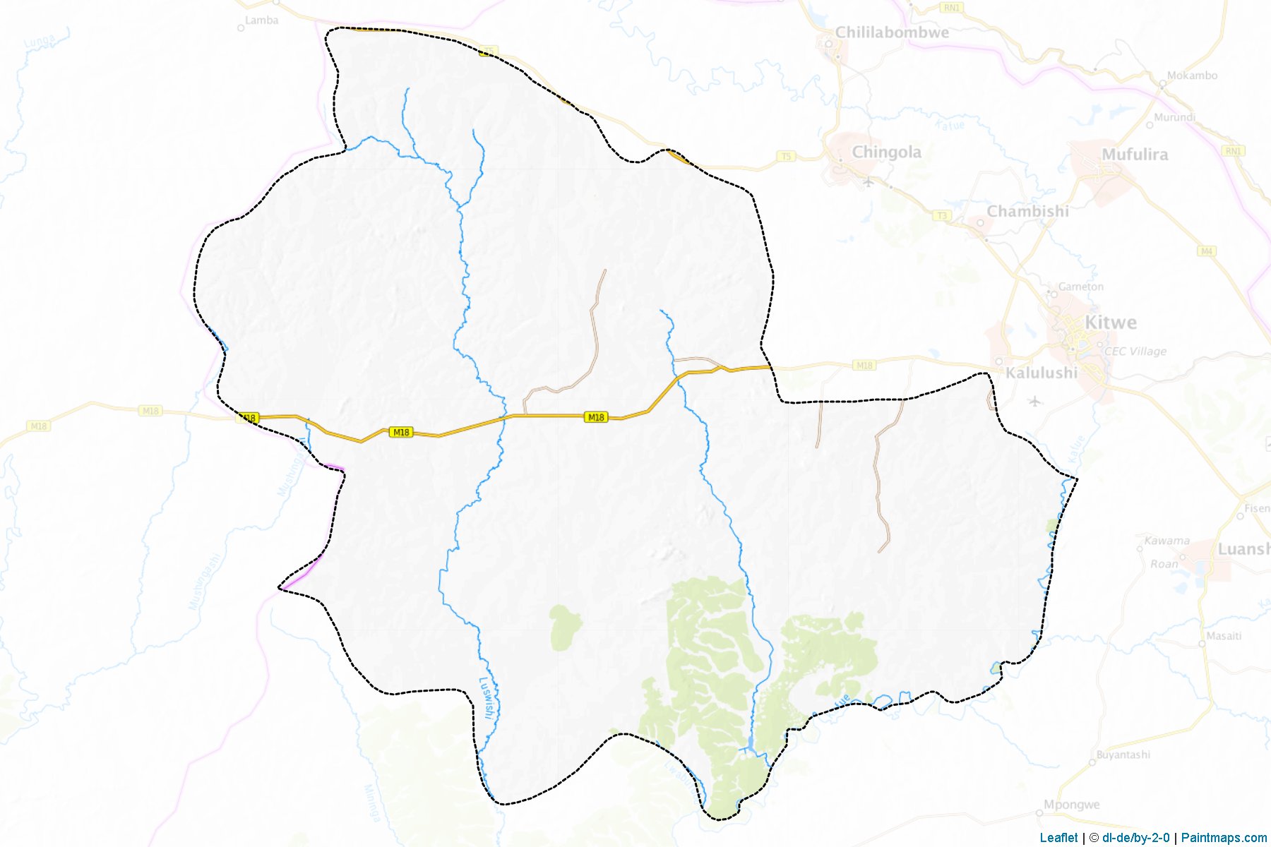 Muestras de recorte de mapas Lufwanyama (Copperbelt)-1