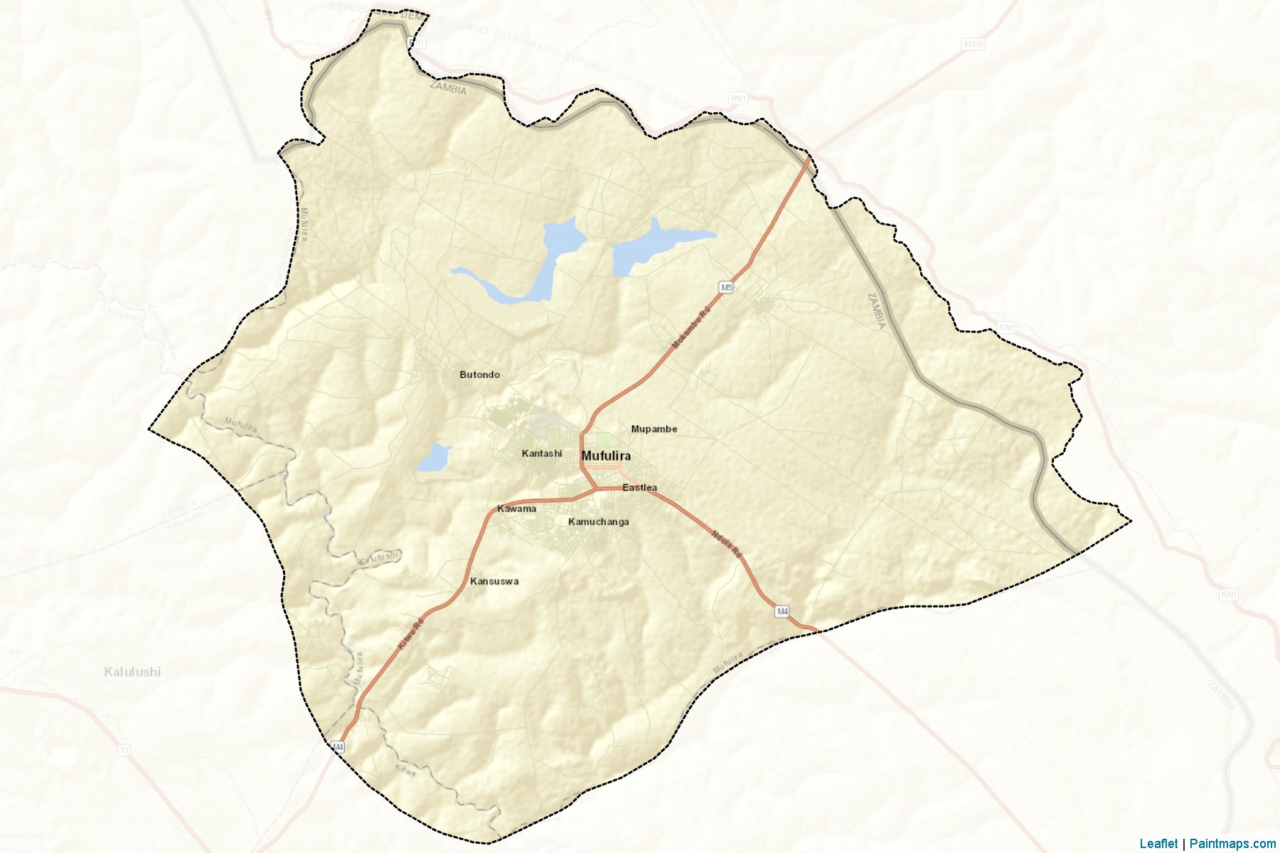 Muestras de recorte de mapas Mufulira (Copperbelt)-2