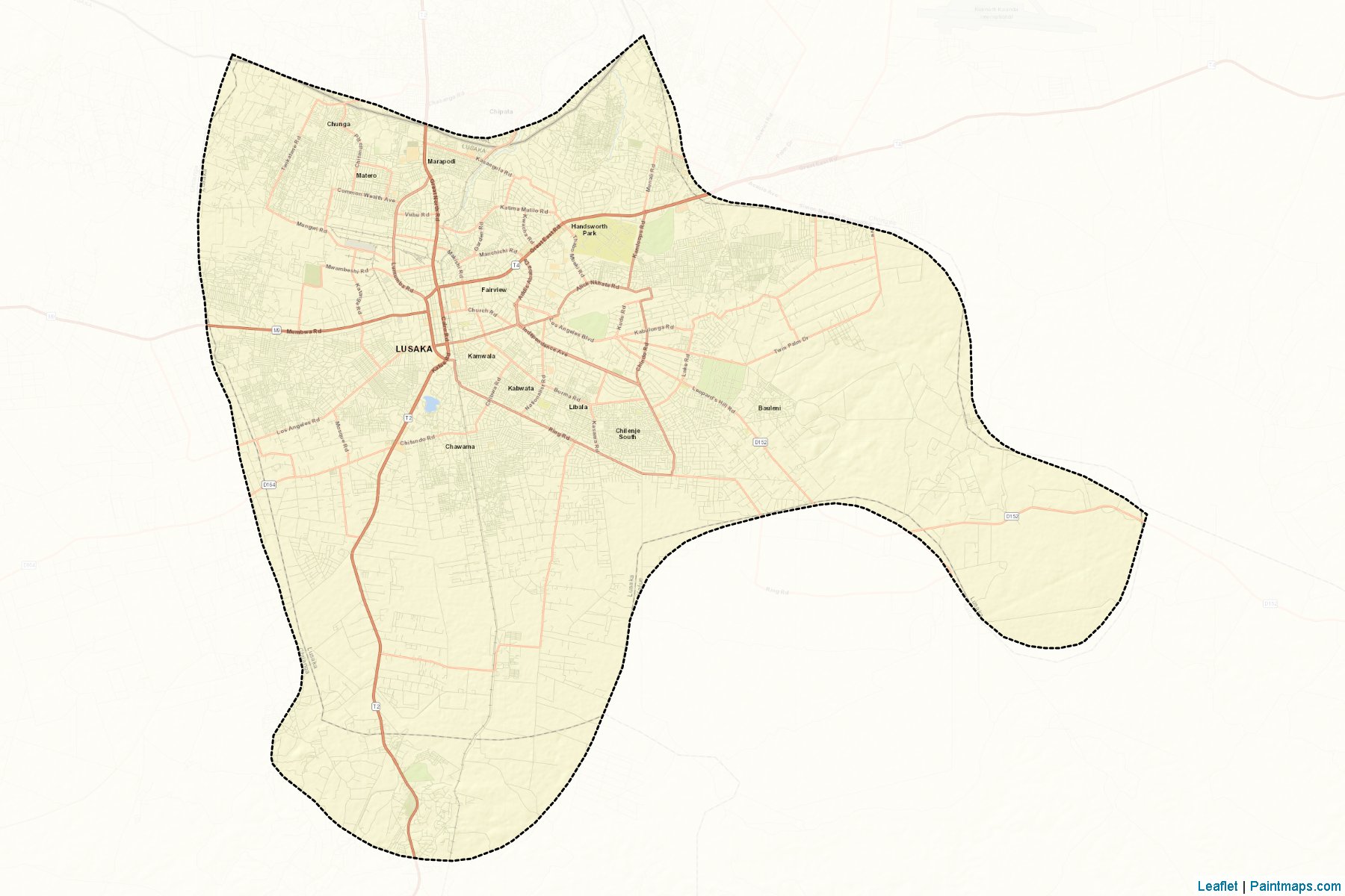 Muestras de recorte de mapas Lusaka (Lusaka)-2