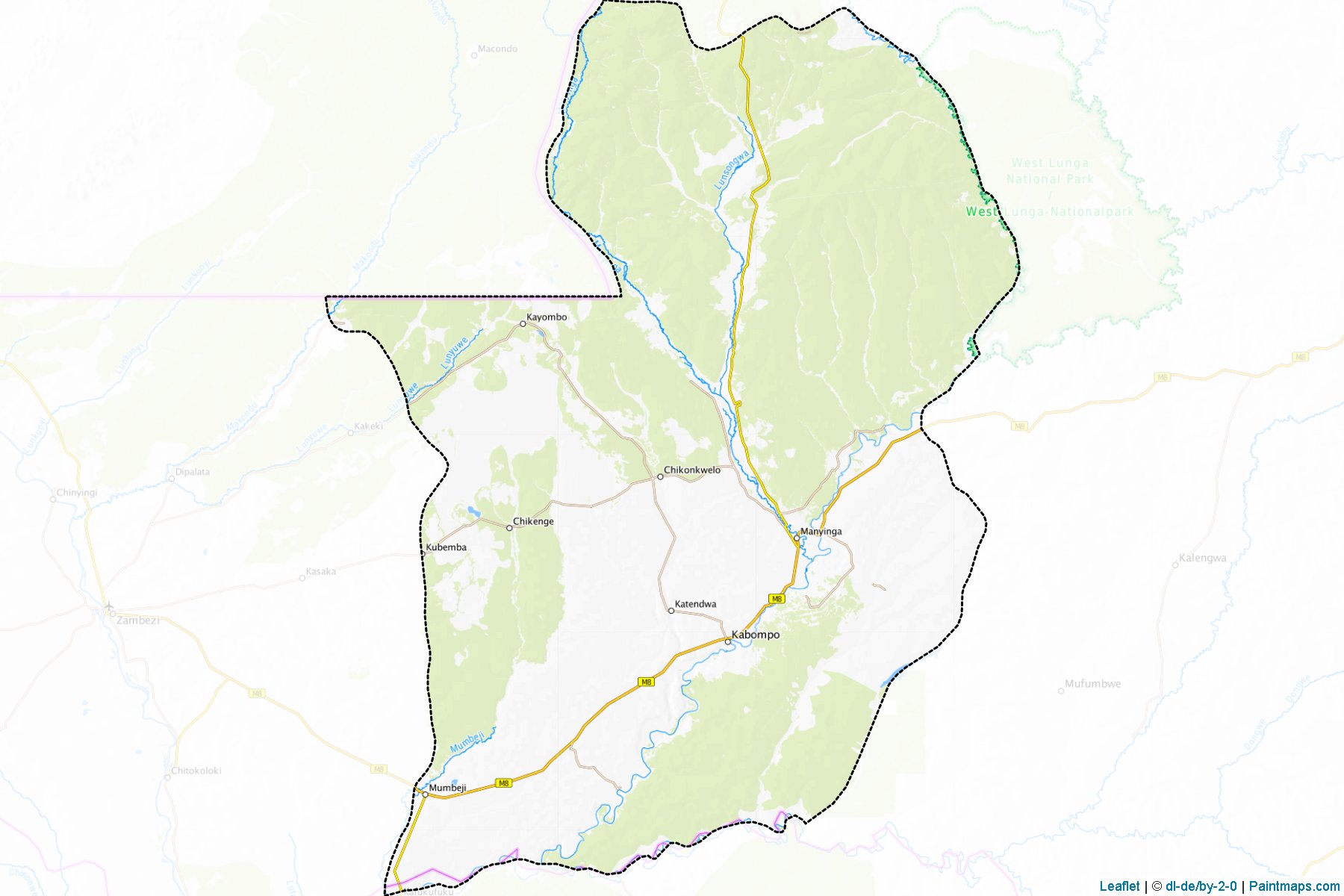 Muestras de recorte de mapas Kabompo (North-Western)-1