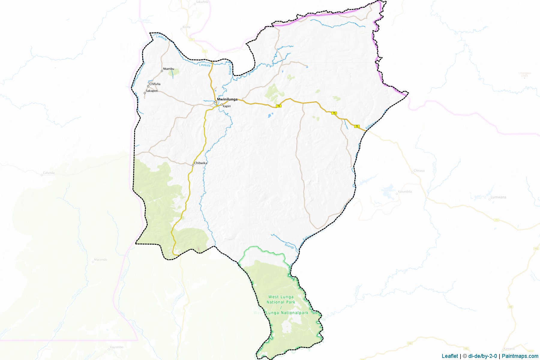 Muestras de recorte de mapas Mwinilunga (North-Western)-1