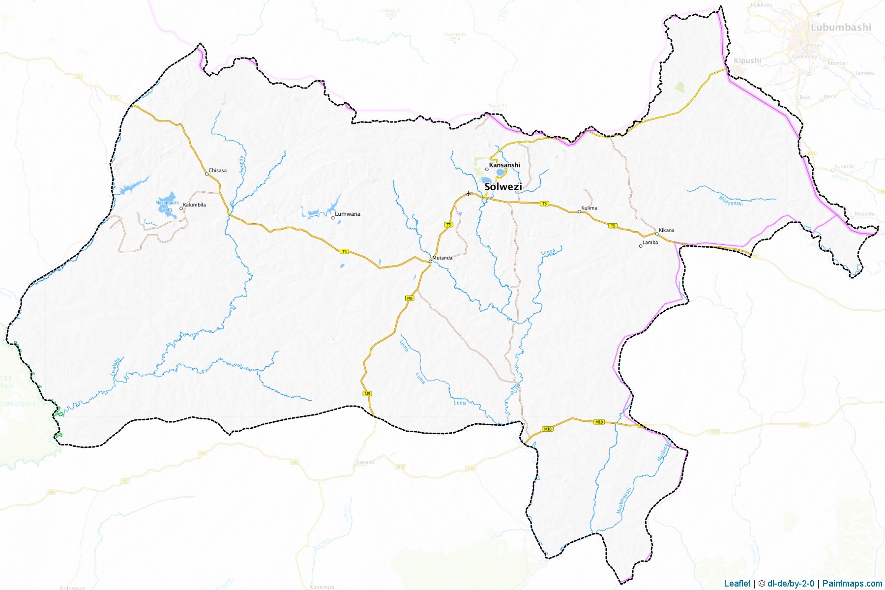 Muestras de recorte de mapas Solwezi (North-Western)-1