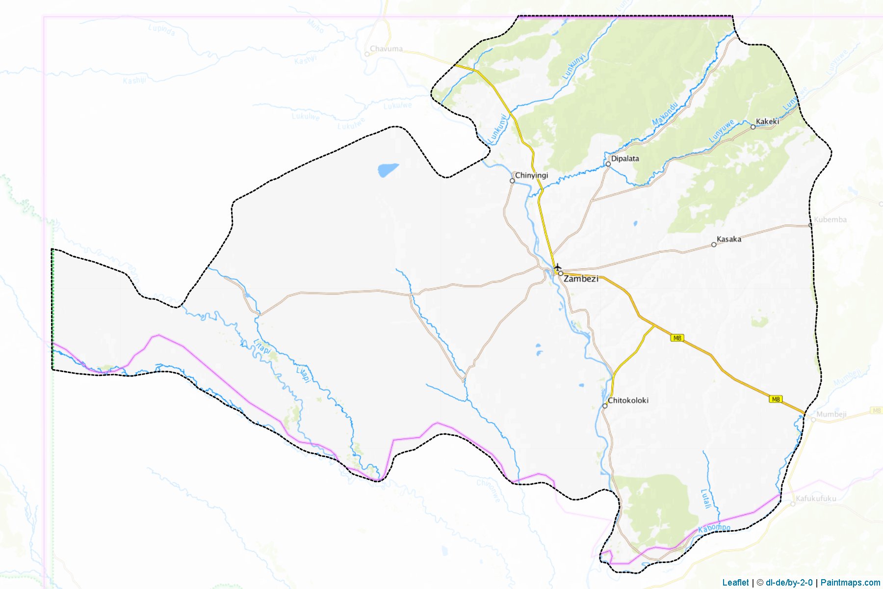 Muestras de recorte de mapas Zambezi (North-Western)-1