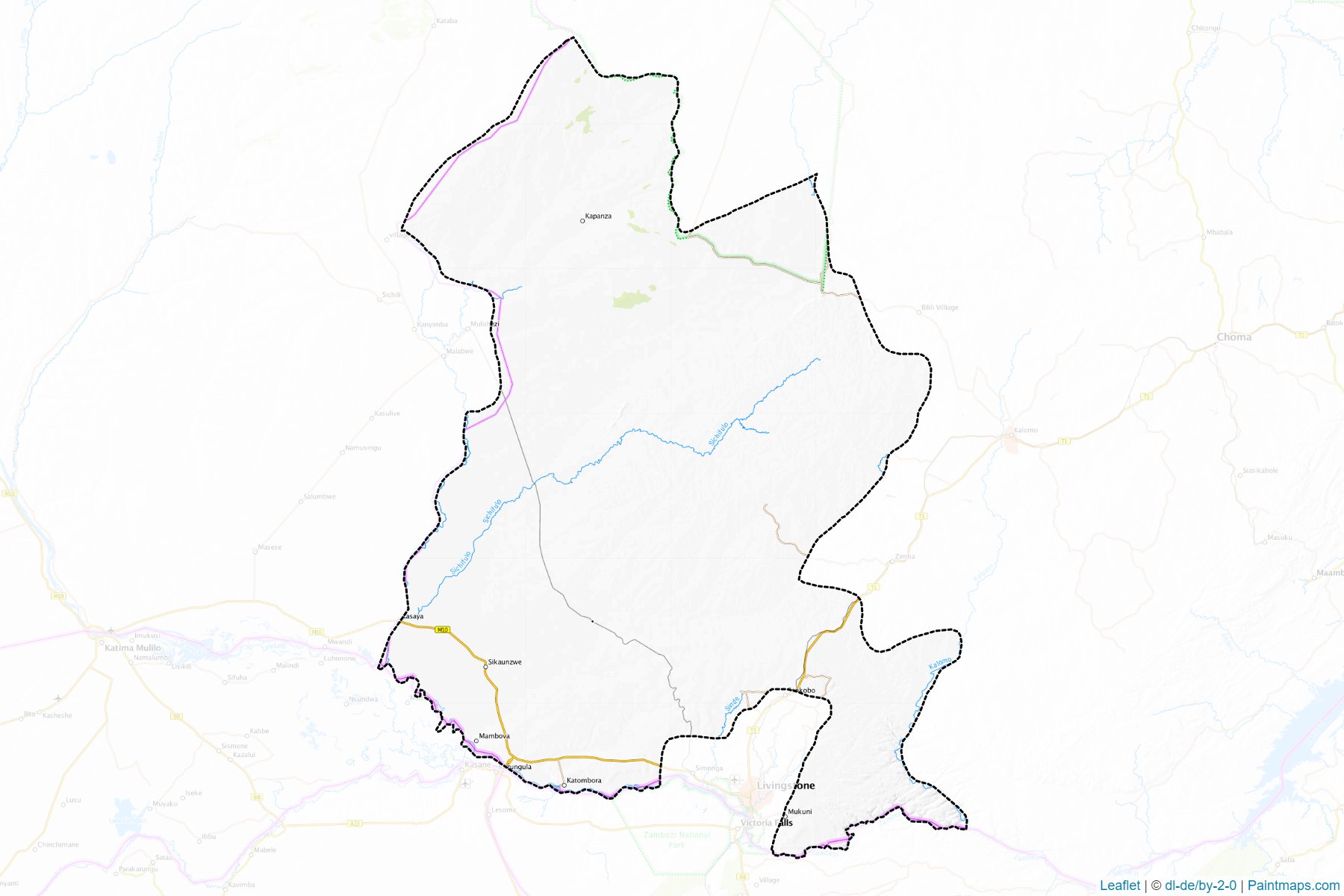 Muestras de recorte de mapas Kazungula (Southern)-1