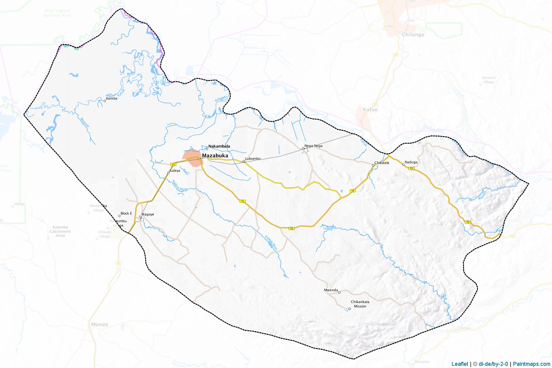 Muestras de recorte de mapas Mazabuka (Southern)-1