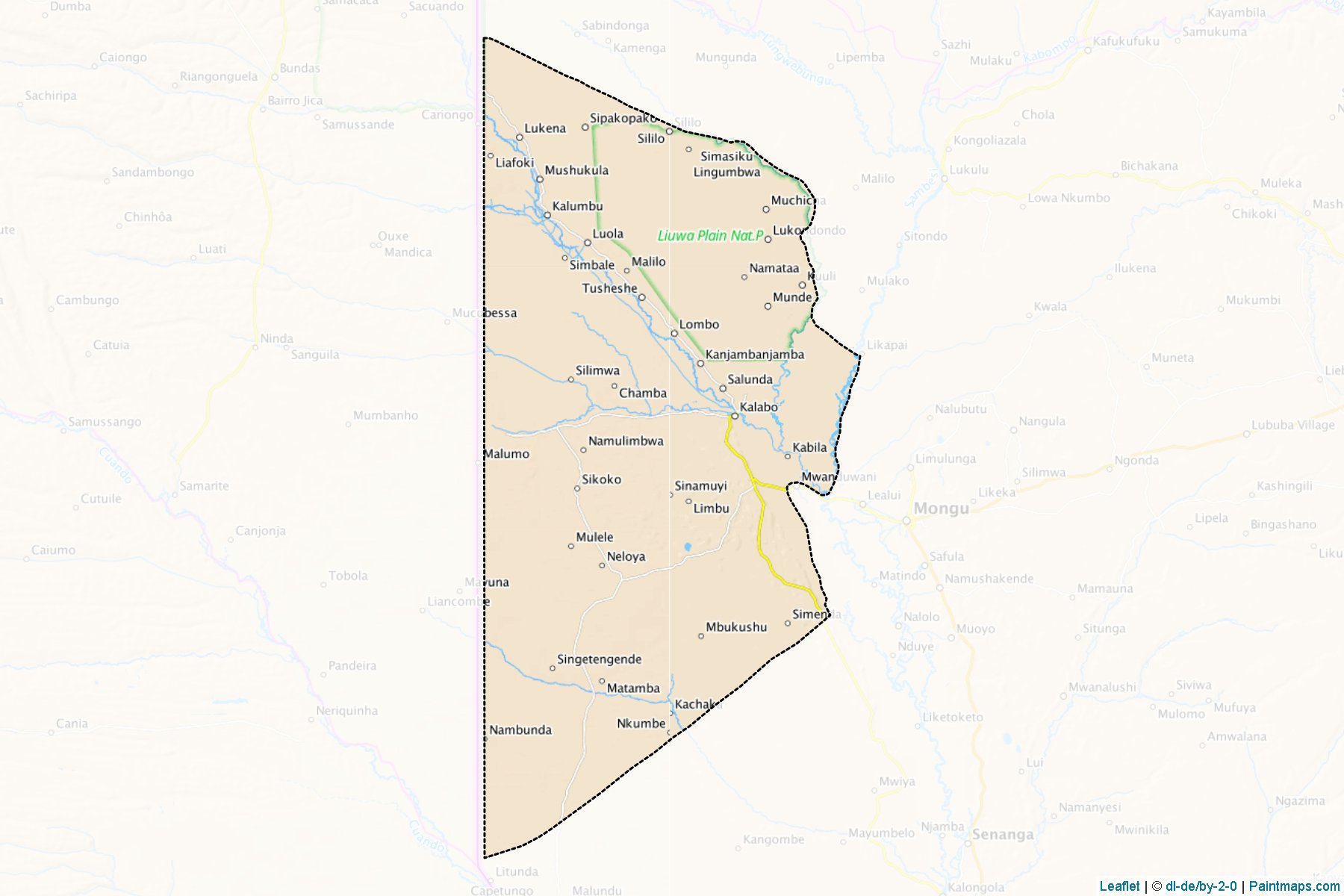 Muestras de recorte de mapas Kalabo (Western)-1