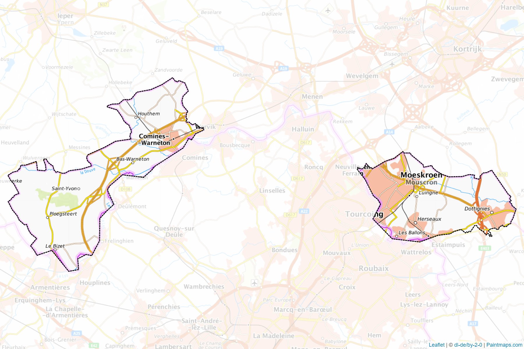 Muestras de recorte de mapas Mouscron (Hainaut)-1