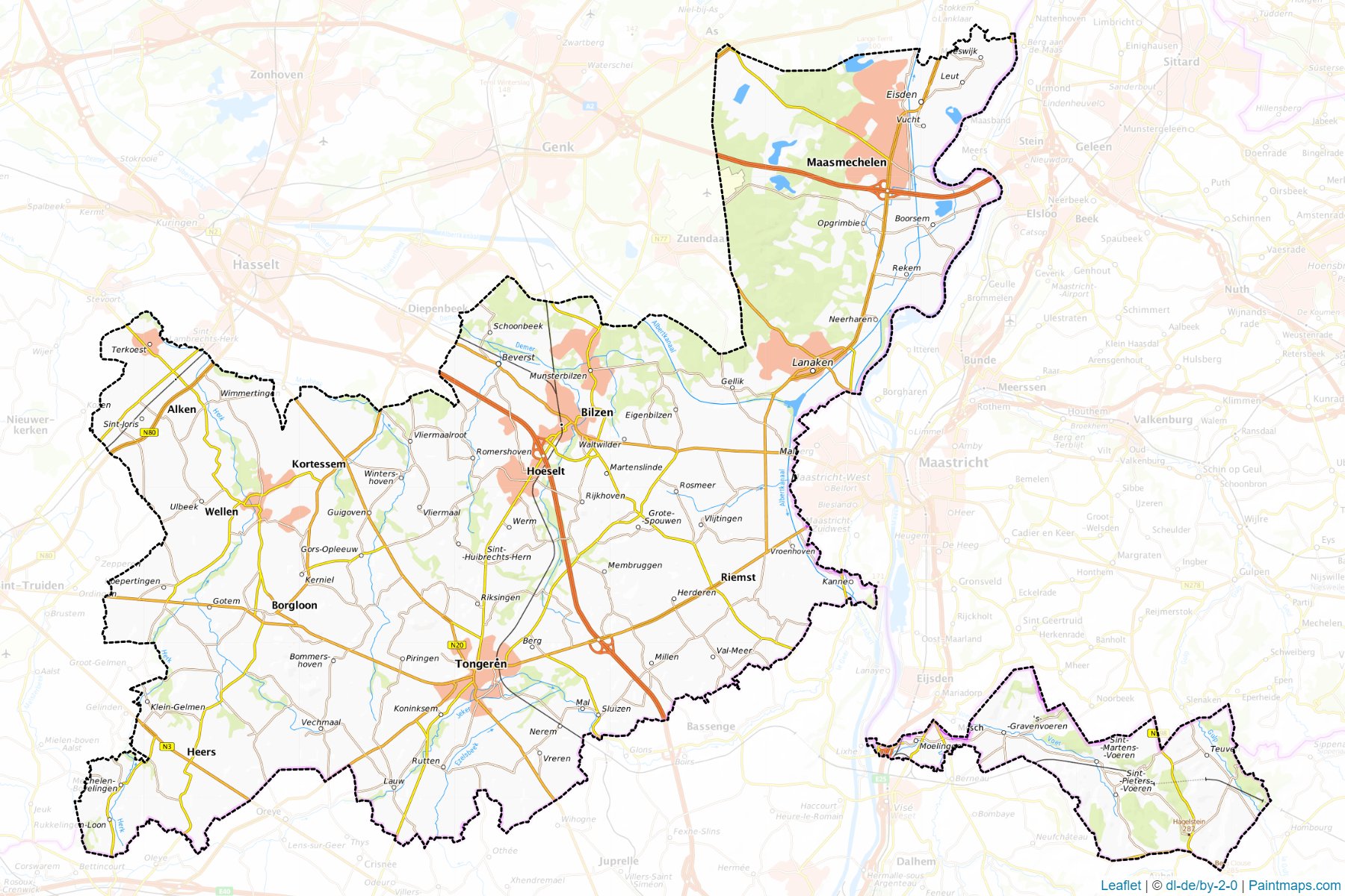 Muestras de recorte de mapas Tongeren (Limburg)-1