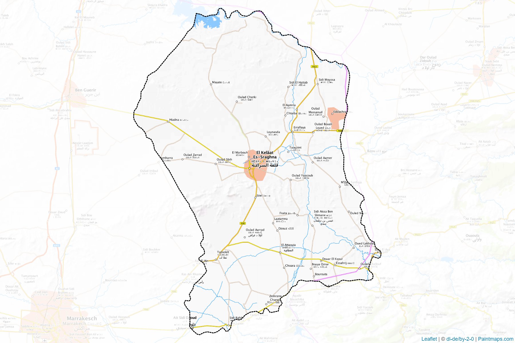 Muestras de recorte de mapas El Kelaat Es-Sraghna (Marrakesh-Safi)-1