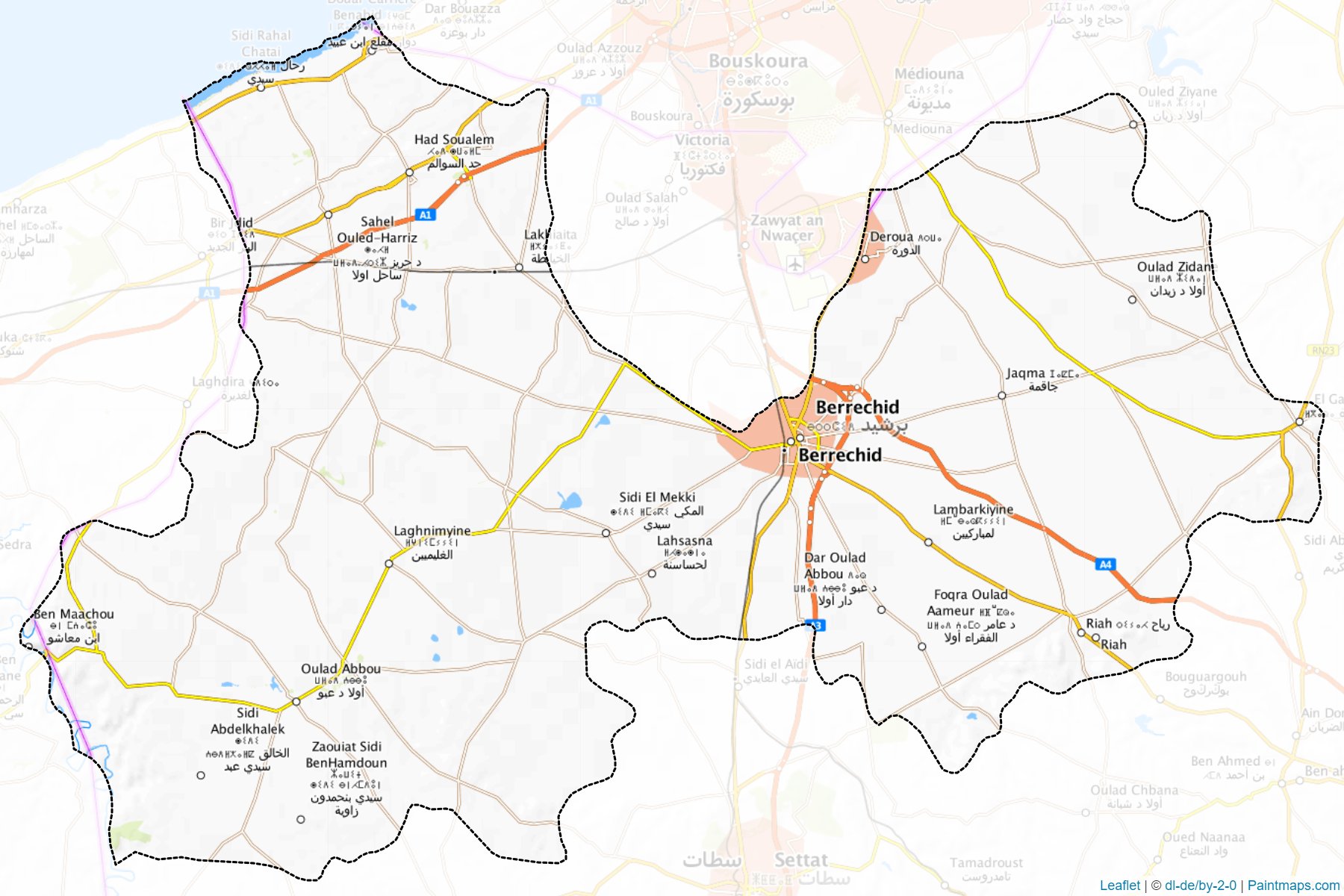 Muestras de recorte de mapas Berrechid (Casablanca-Settat)-1