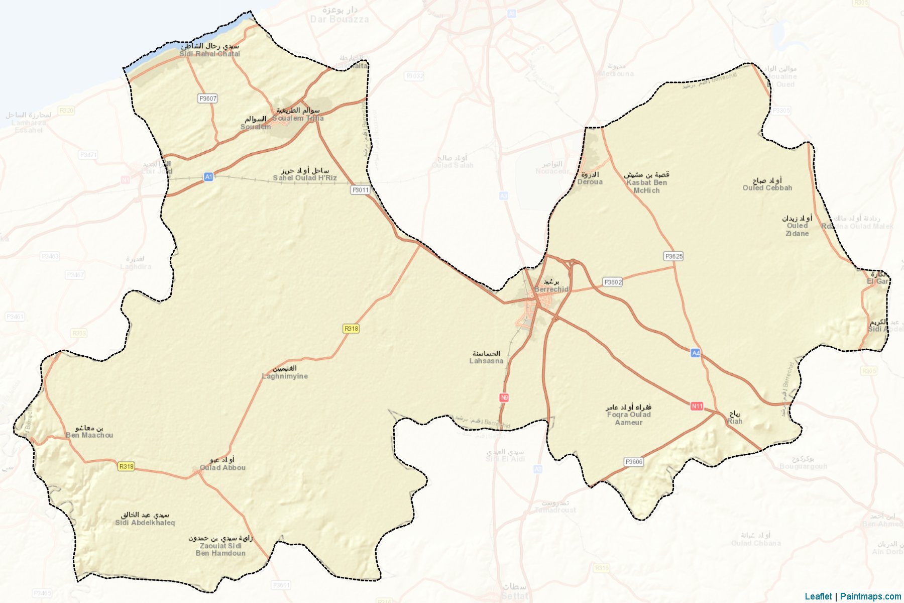 Muestras de recorte de mapas Berrechid (Casablanca-Settat)-2