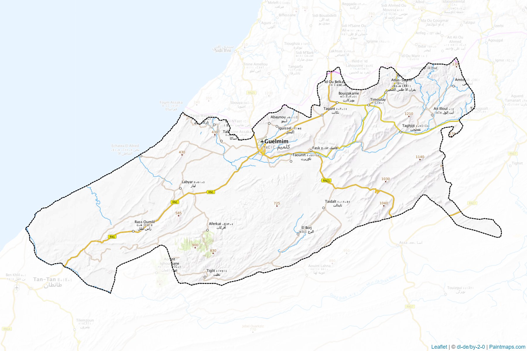 Muestras de recorte de mapas Guelmim (Guelmim-Oued Noun)-1