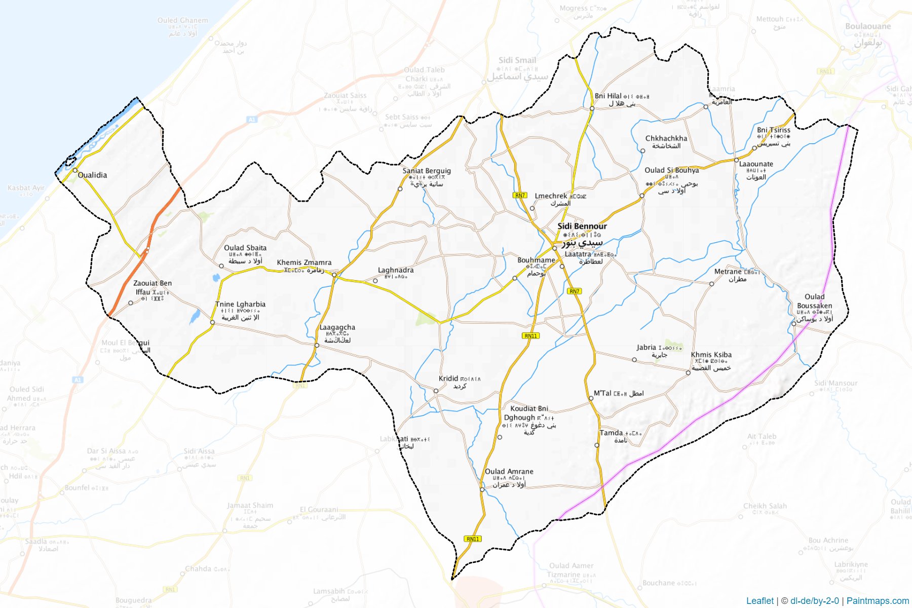 Muestras de recorte de mapas Sidi Bennour (Casablanca-Settat)-1