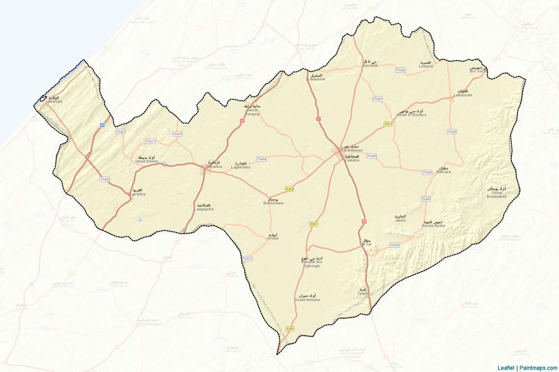 Muestras de recorte de mapas Sidi Bennour (Casablanca-Settat)-2