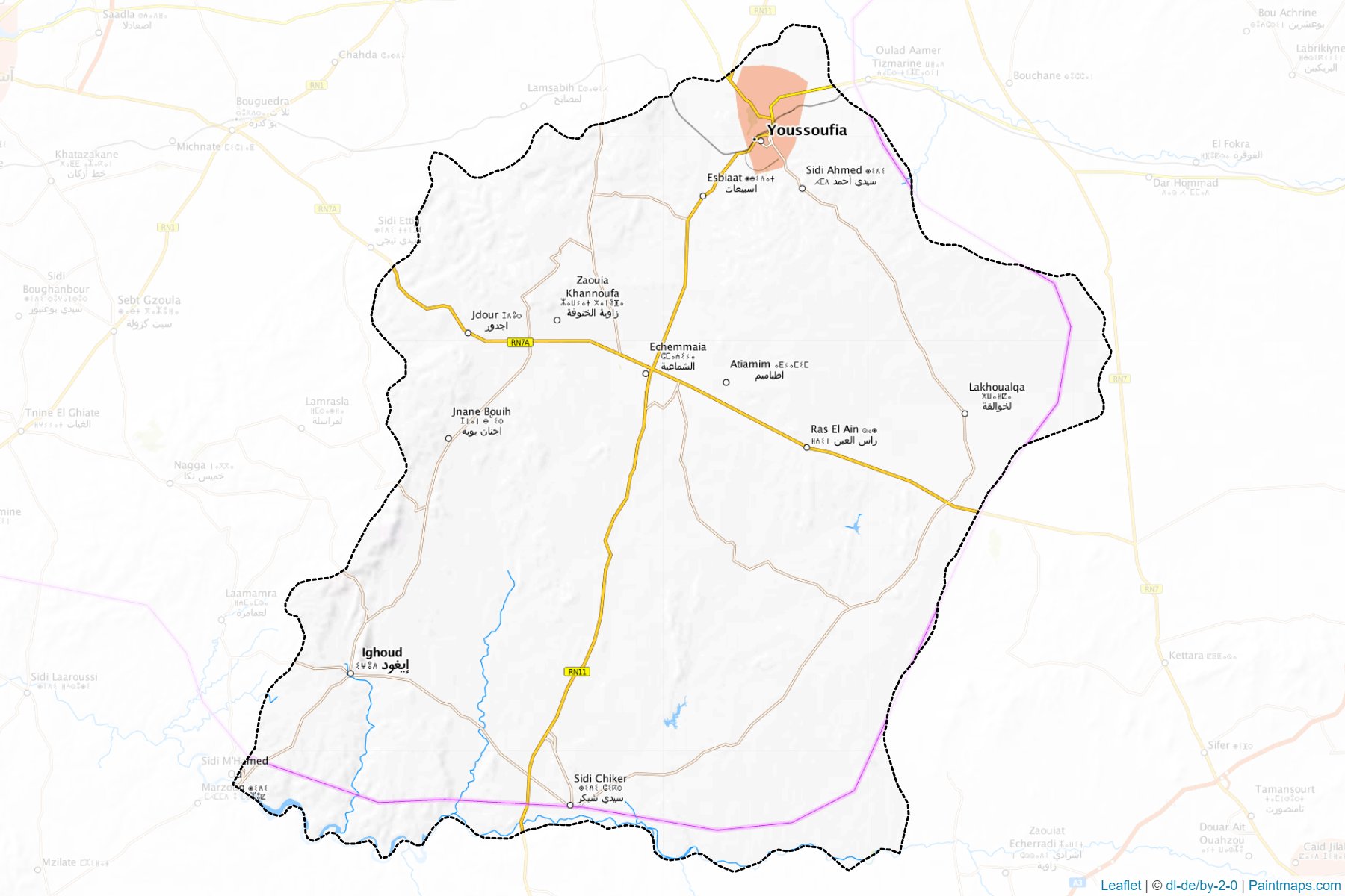 Muestras de recorte de mapas Youssoufia (Marrakesh-Safi)-1