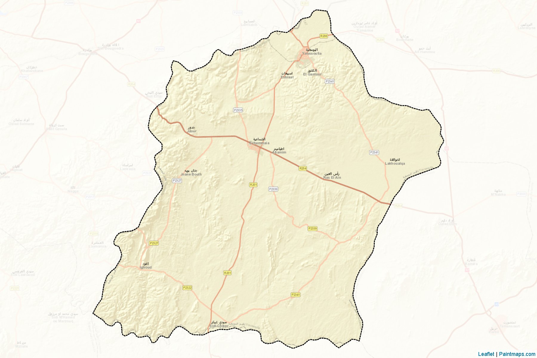 Muestras de recorte de mapas Youssoufia (Marrakesh-Safi)-2