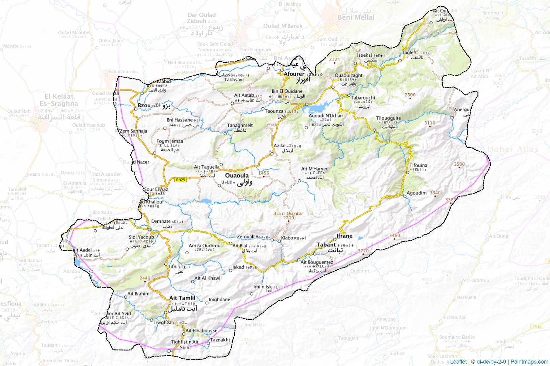 Muestras de recorte de mapas Azilal (Béni Mellal-Khénifra)-1