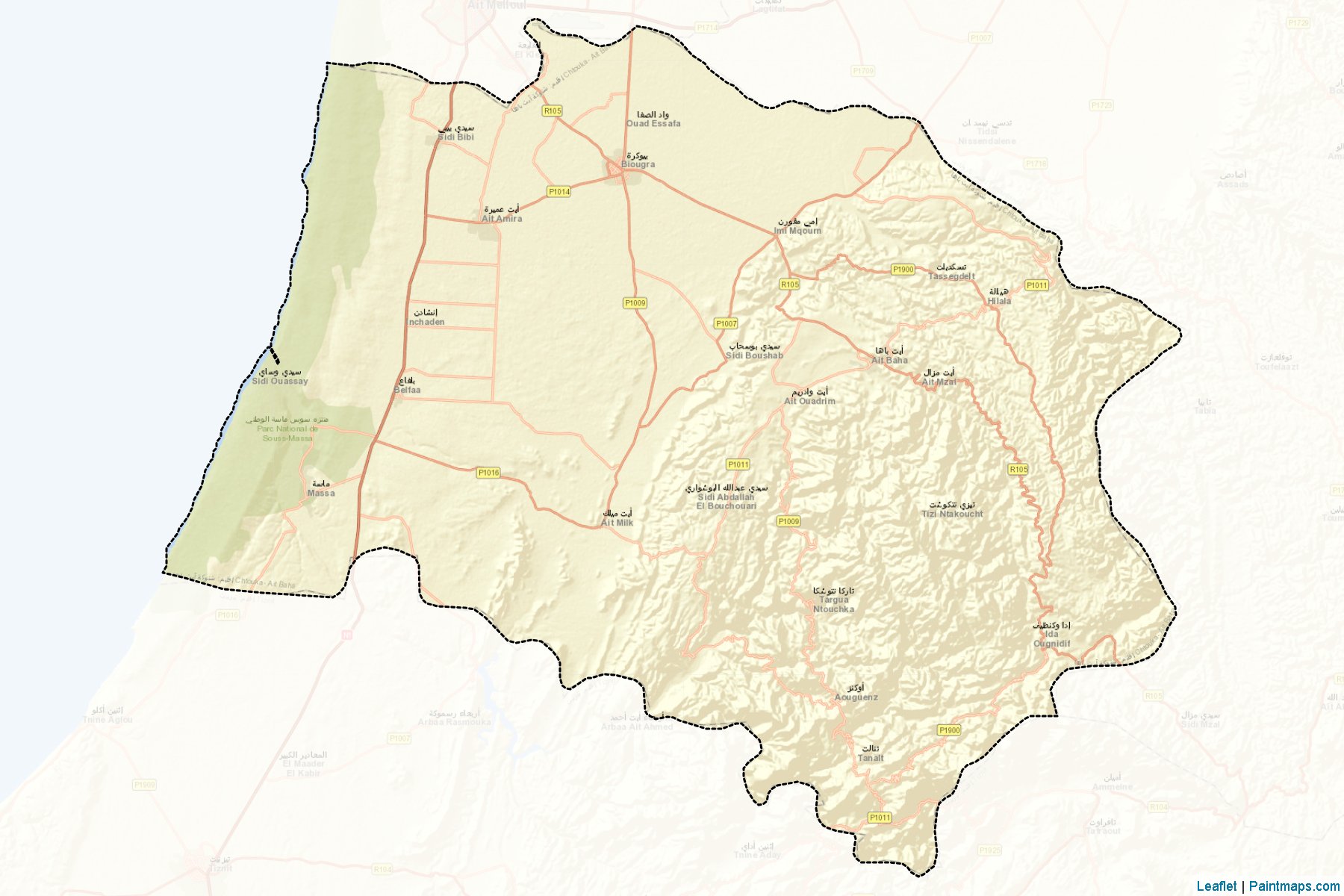 Muestras de recorte de mapas Chtouka Ait Baha (Souss-Massa)-2