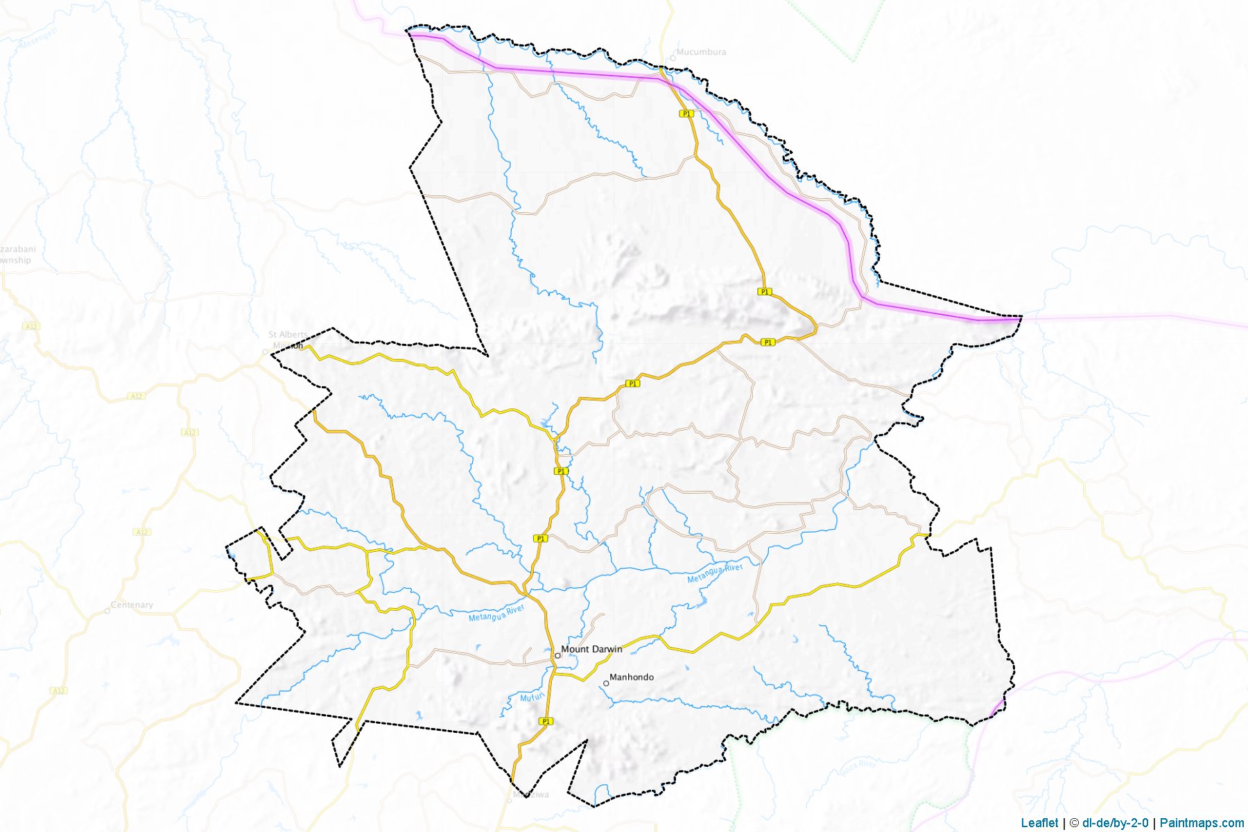 Muestras de recorte de mapas Mount Darwin (Mashonaland Central)-1