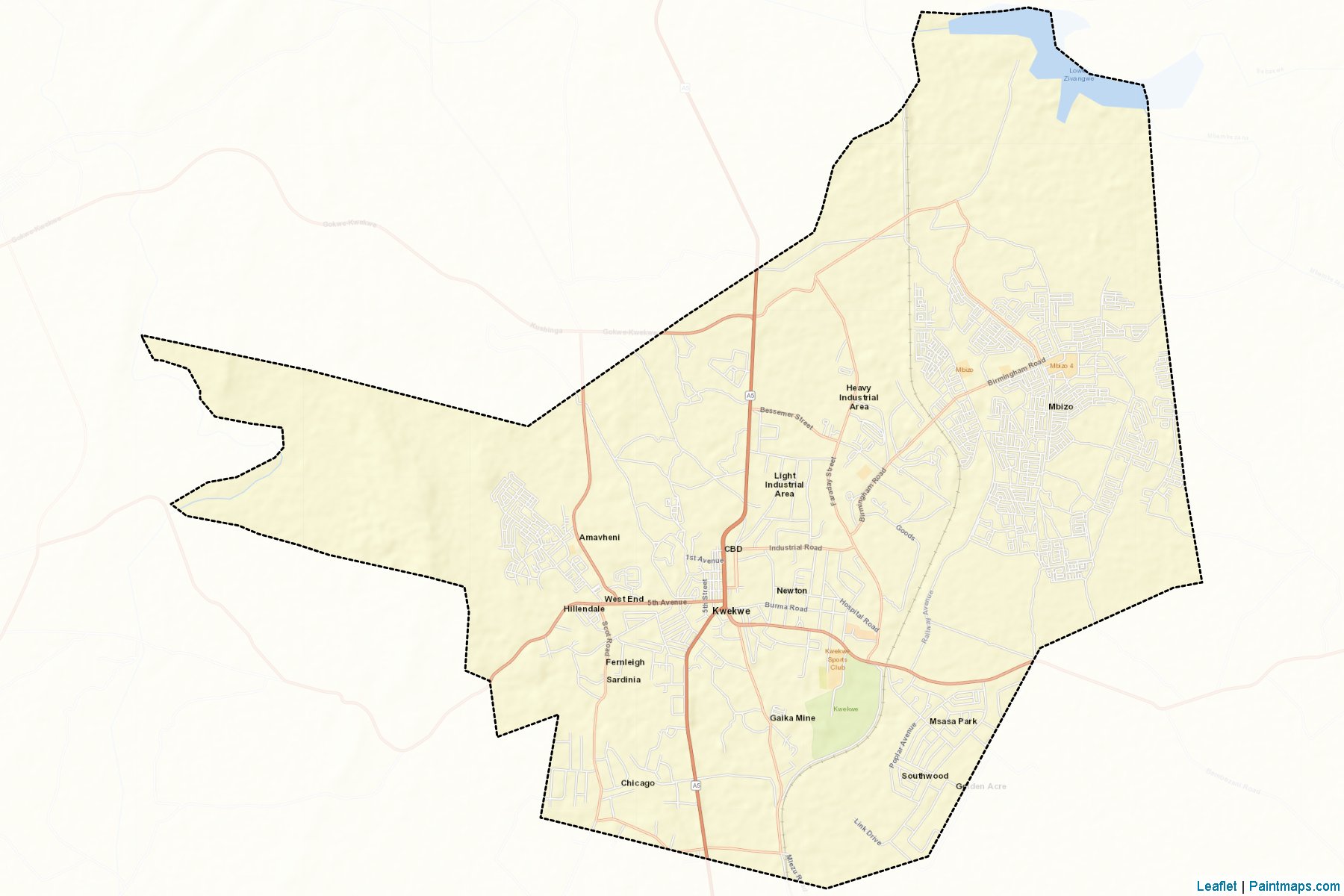 Muestras de recorte de mapas Kwekwe Urban (Midlands)-2