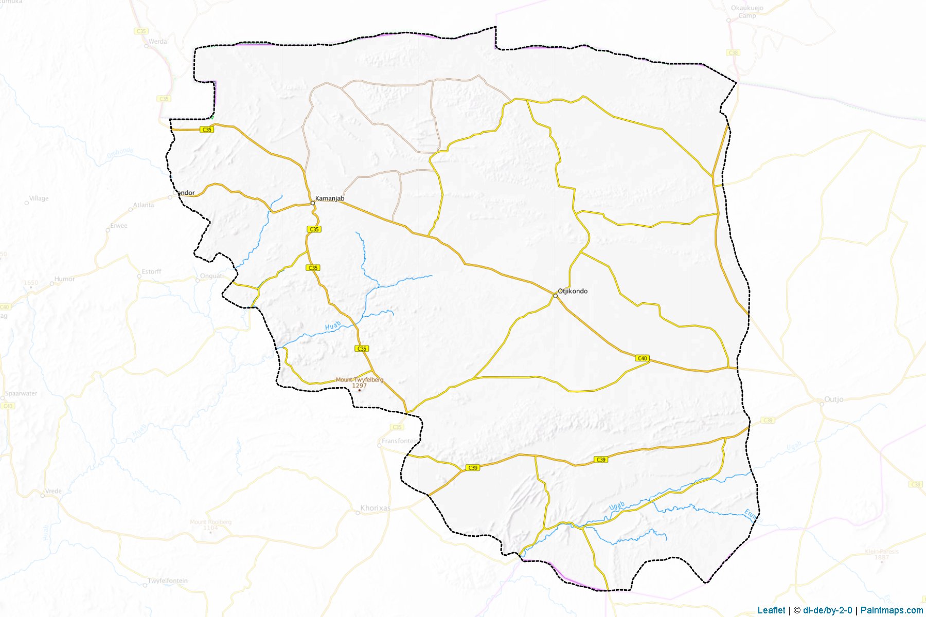 Muestras de recorte de mapas Kamanjab (Kunene)-1