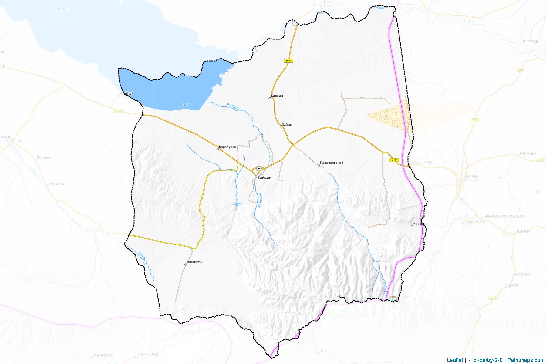 Muestras de recorte de mapas Zaysanskiy (East Kazakhstan)-1