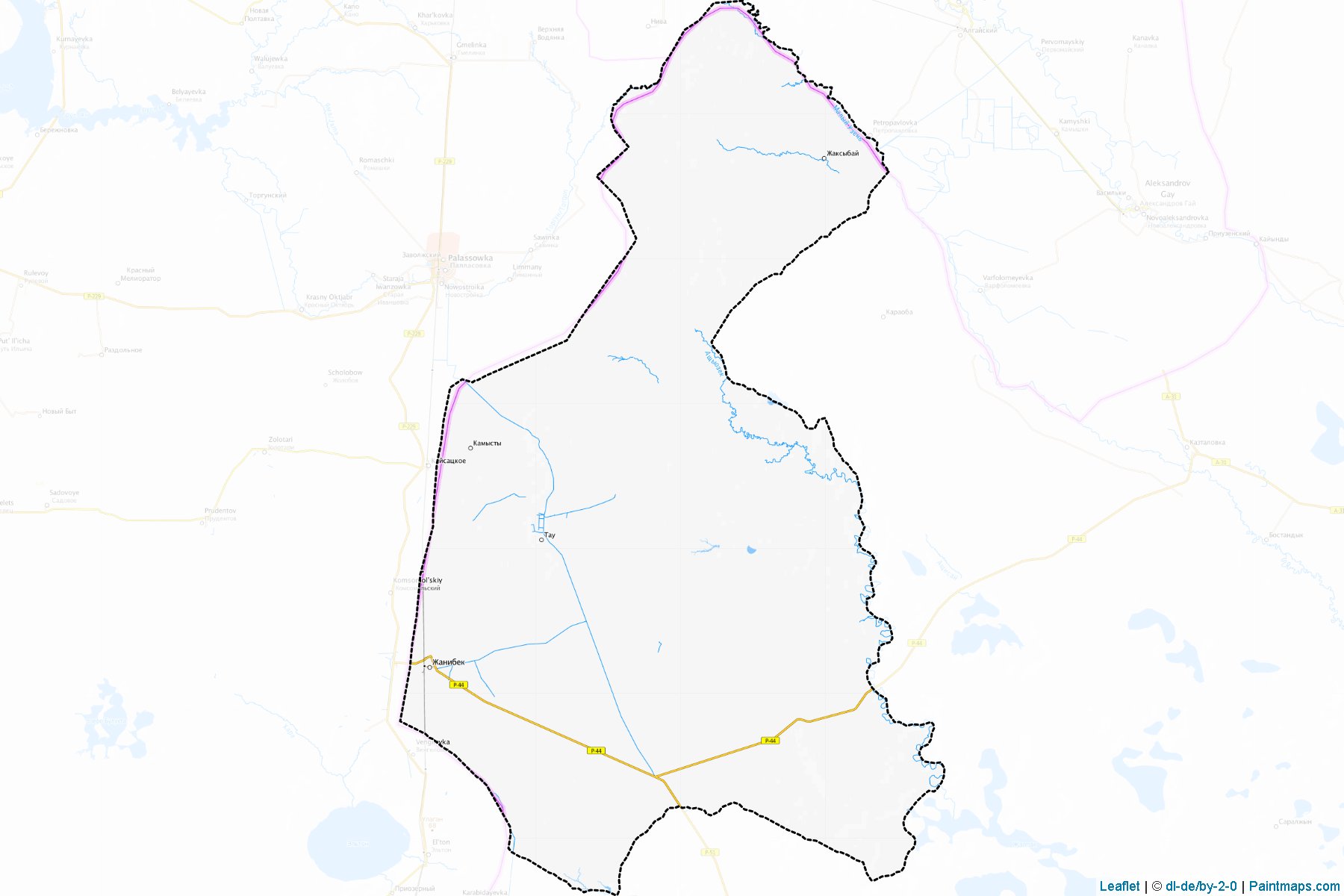 Muestras de recorte de mapas Dzhanybekskiy (West Kazakhstan)-1