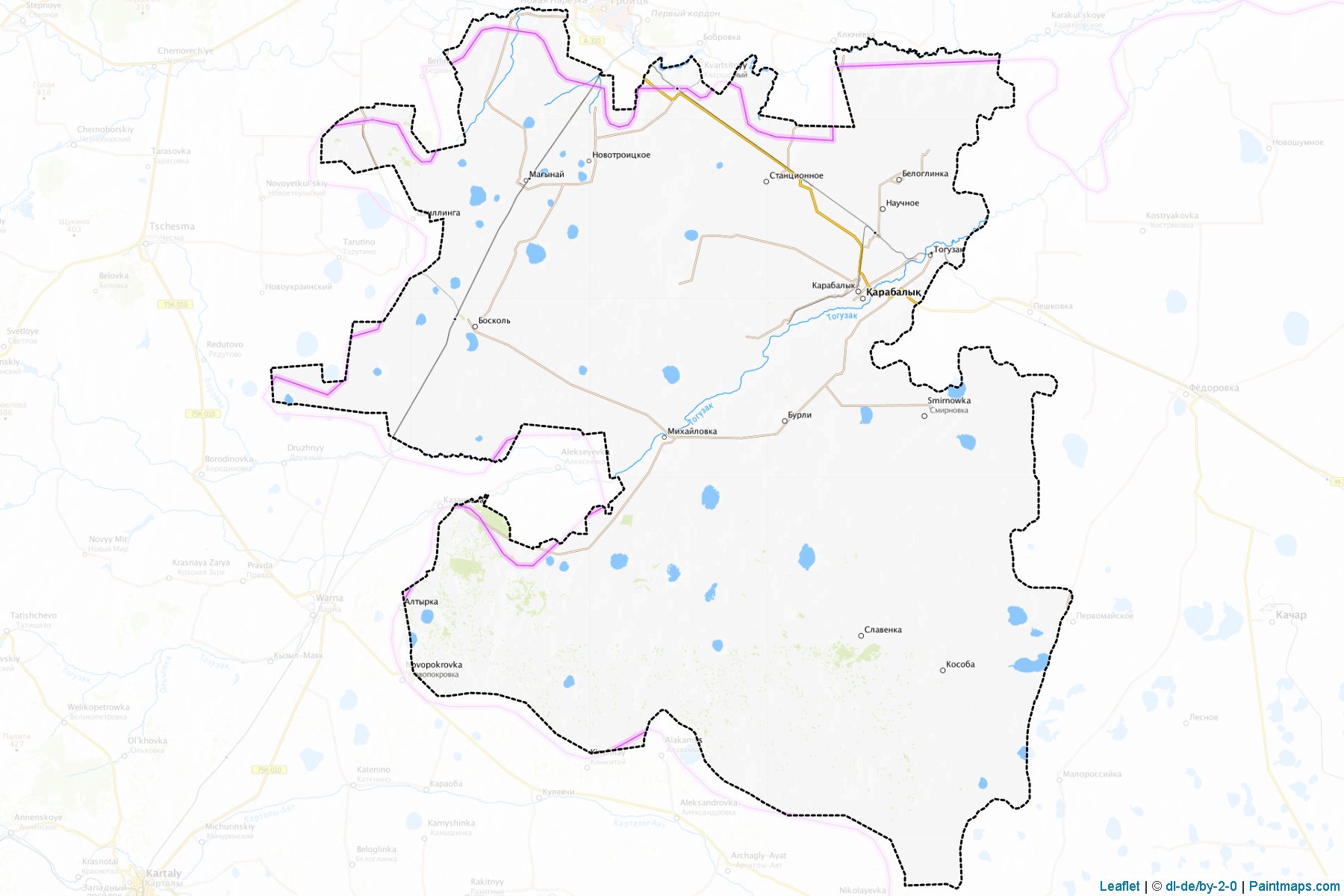 Muestras de recorte de mapas Karabalykskiy (Qostanay)-1