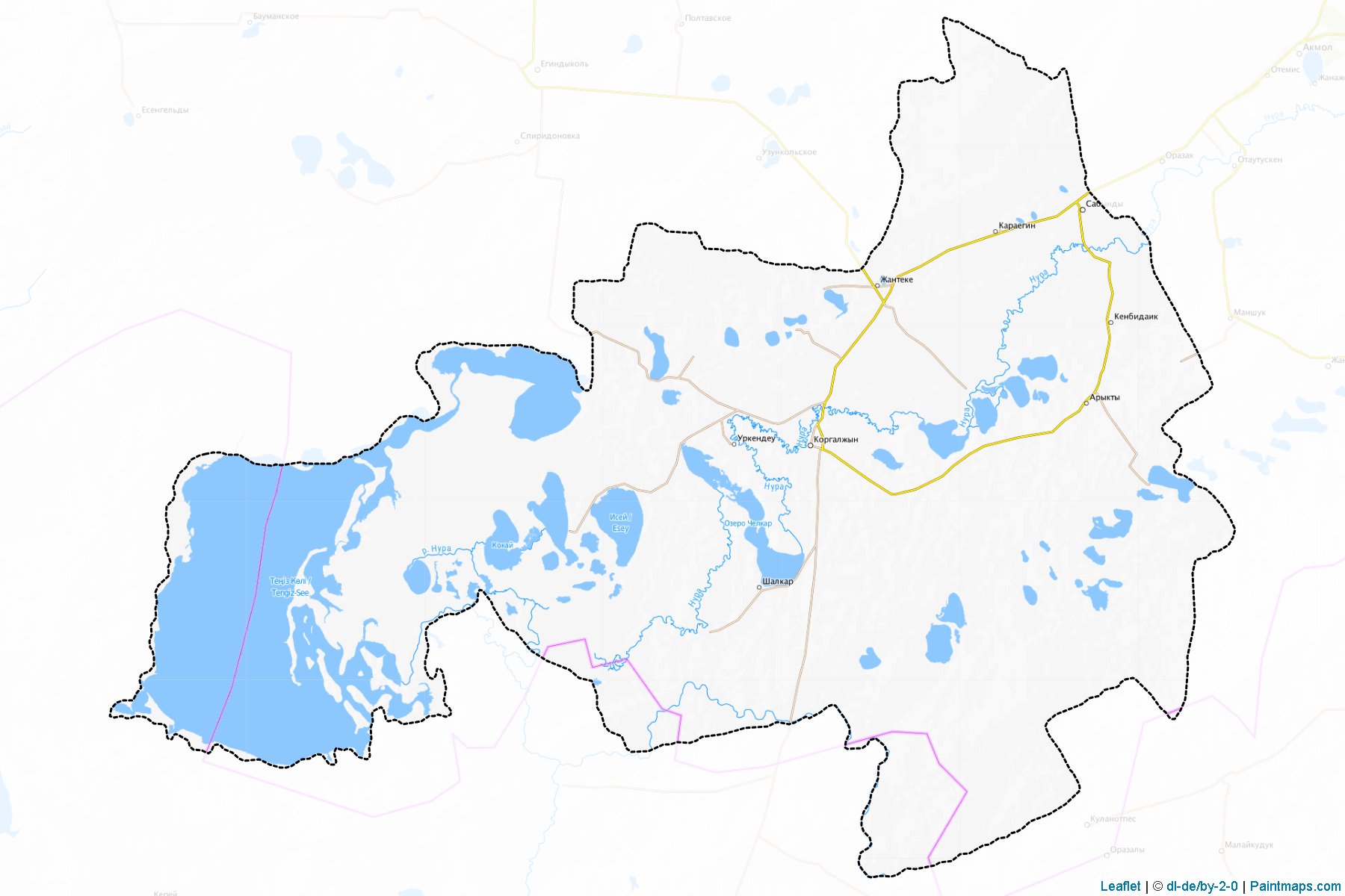 Muestras de recorte de mapas Korgalzhynskiy (Aqmola)-1