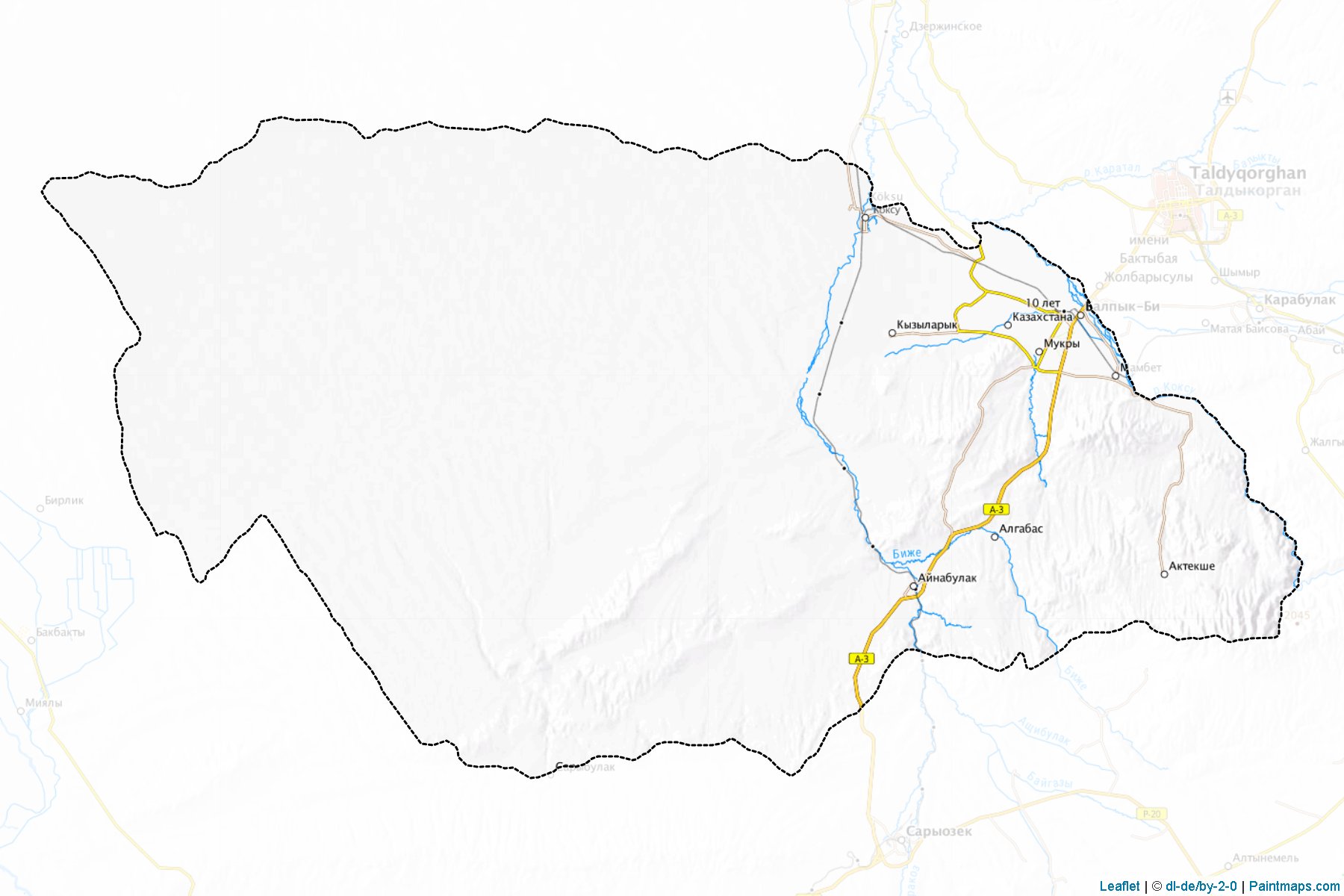 Muestras de recorte de mapas Koksuskiy (Almaty)-1