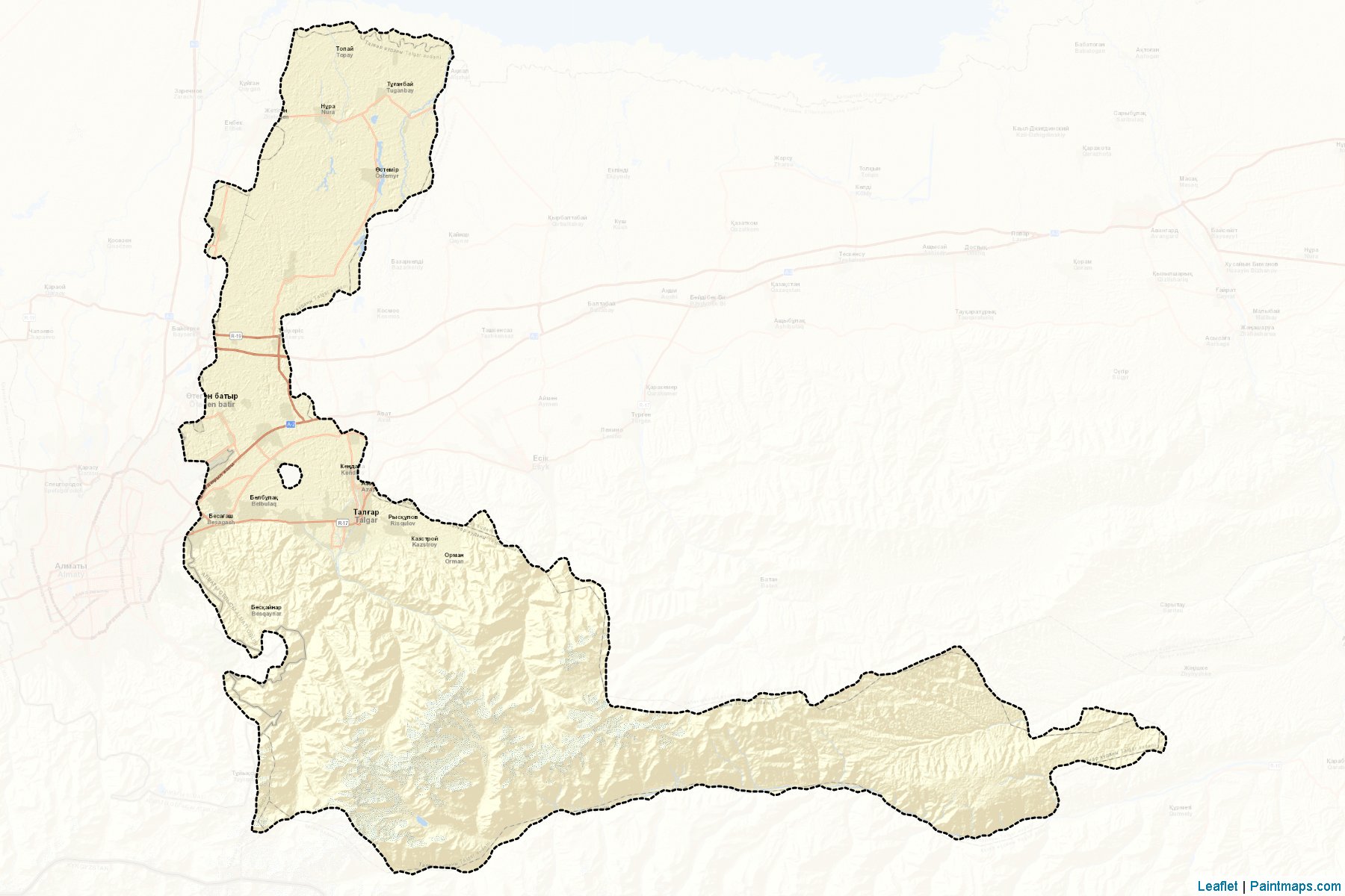 Muestras de recorte de mapas Talgarskiy (Almaty)-2