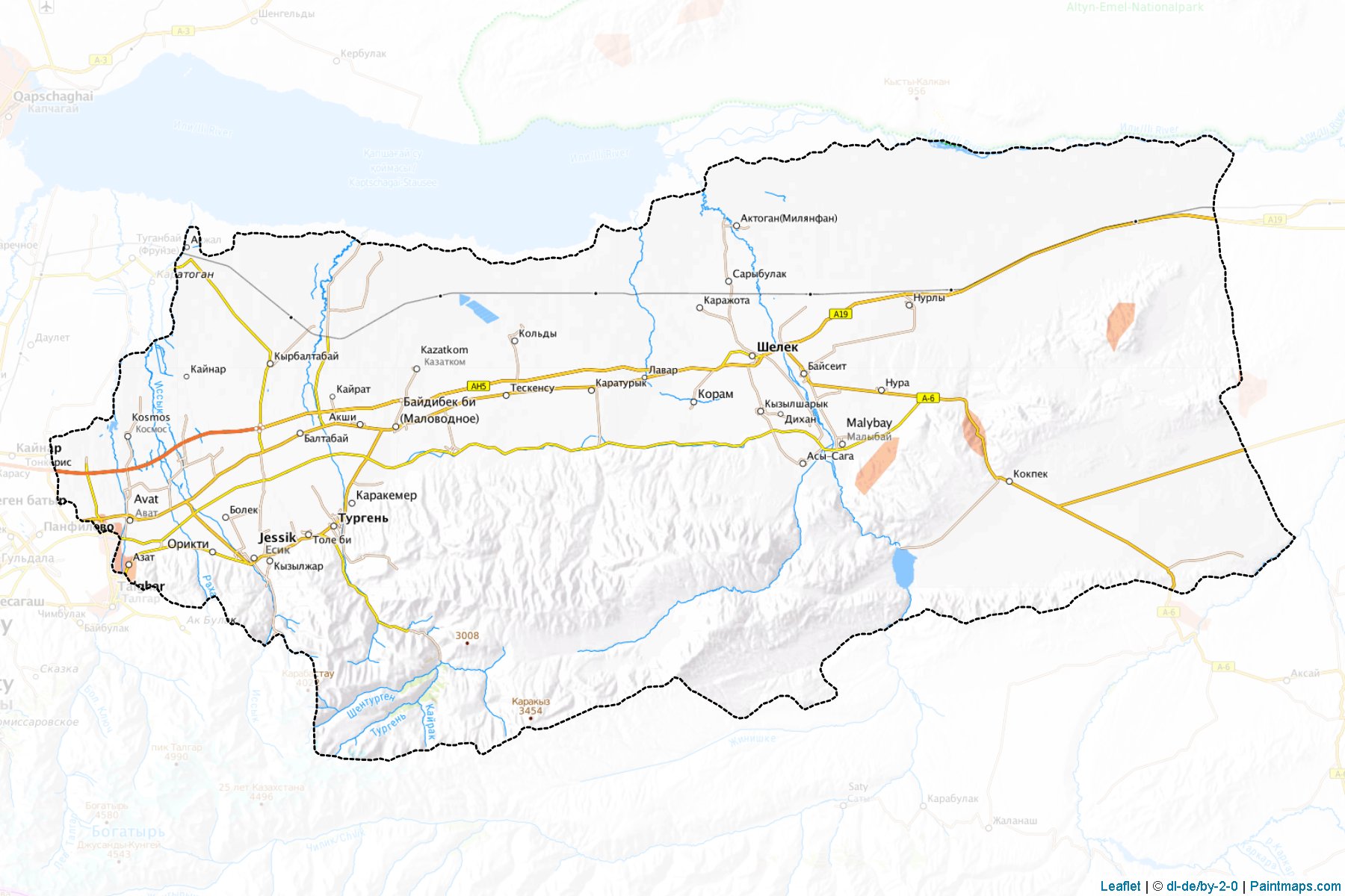 Muestras de recorte de mapas Enbekshikazakhskiy (Almaty)-1