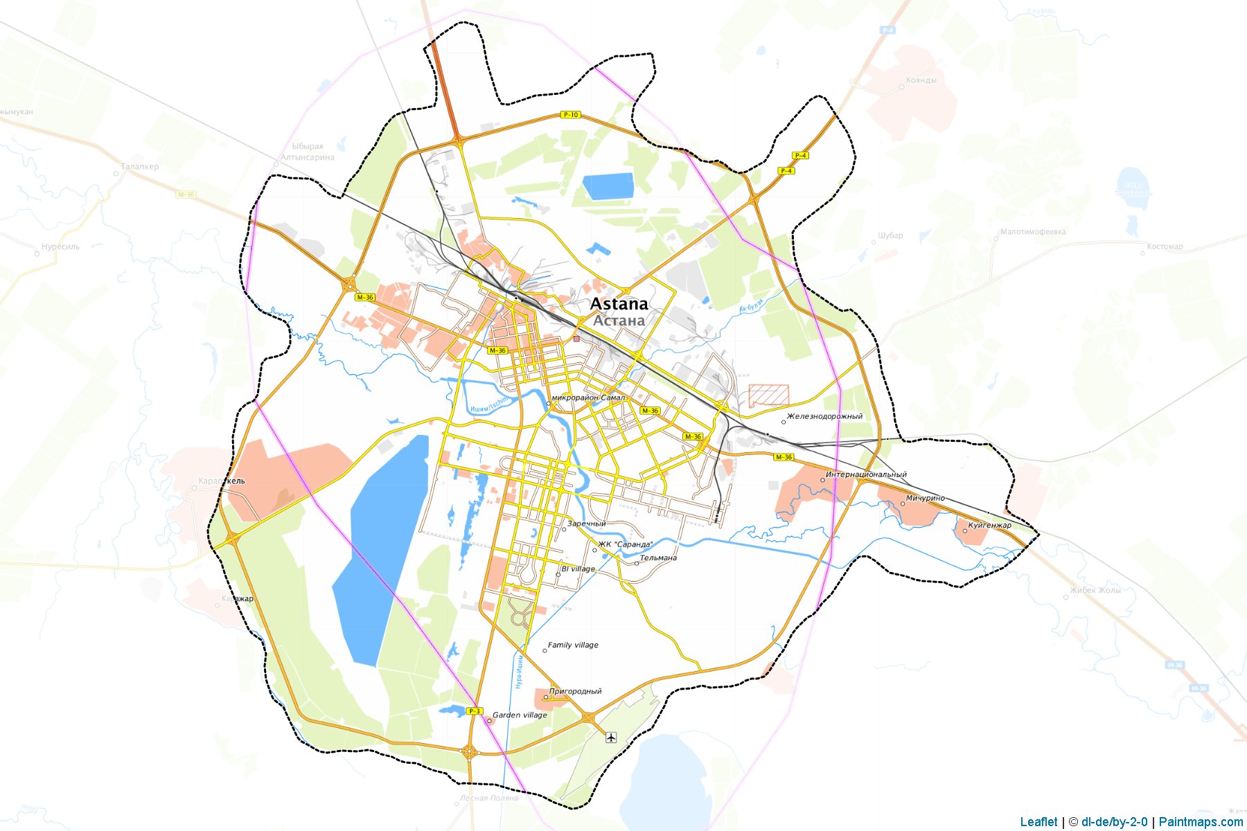 Muestras de recorte de mapas Tselinogradskiy (Astana)-1