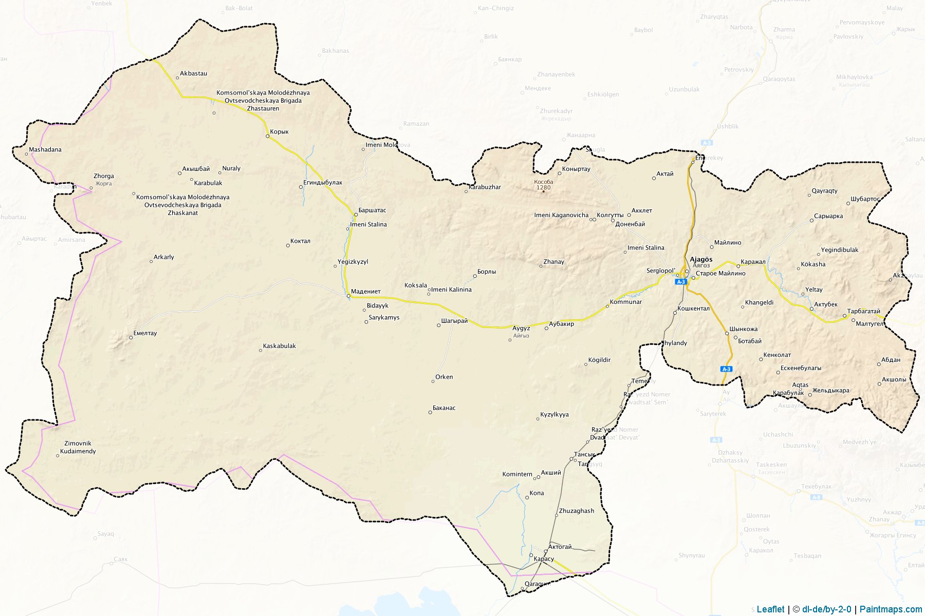 Muestras de recorte de mapas Ayagozskiy (East Kazakhstan)-1