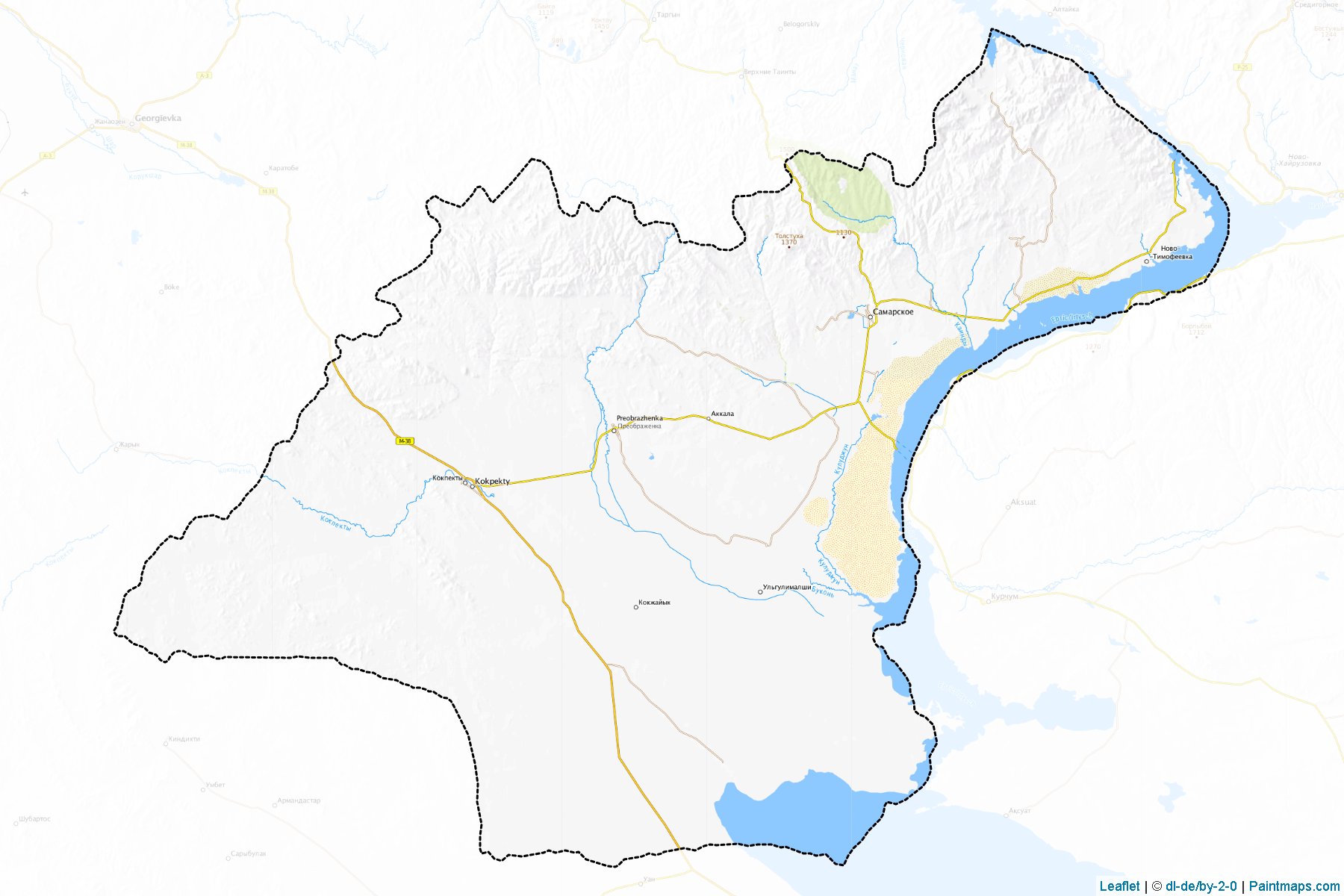 Muestras de recorte de mapas Kokpektinskiy (East Kazakhstan)-1