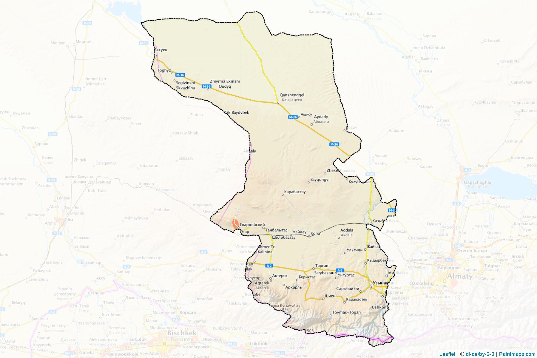 Muestras de recorte de mapas Zhambylskiy (Almaty)-1