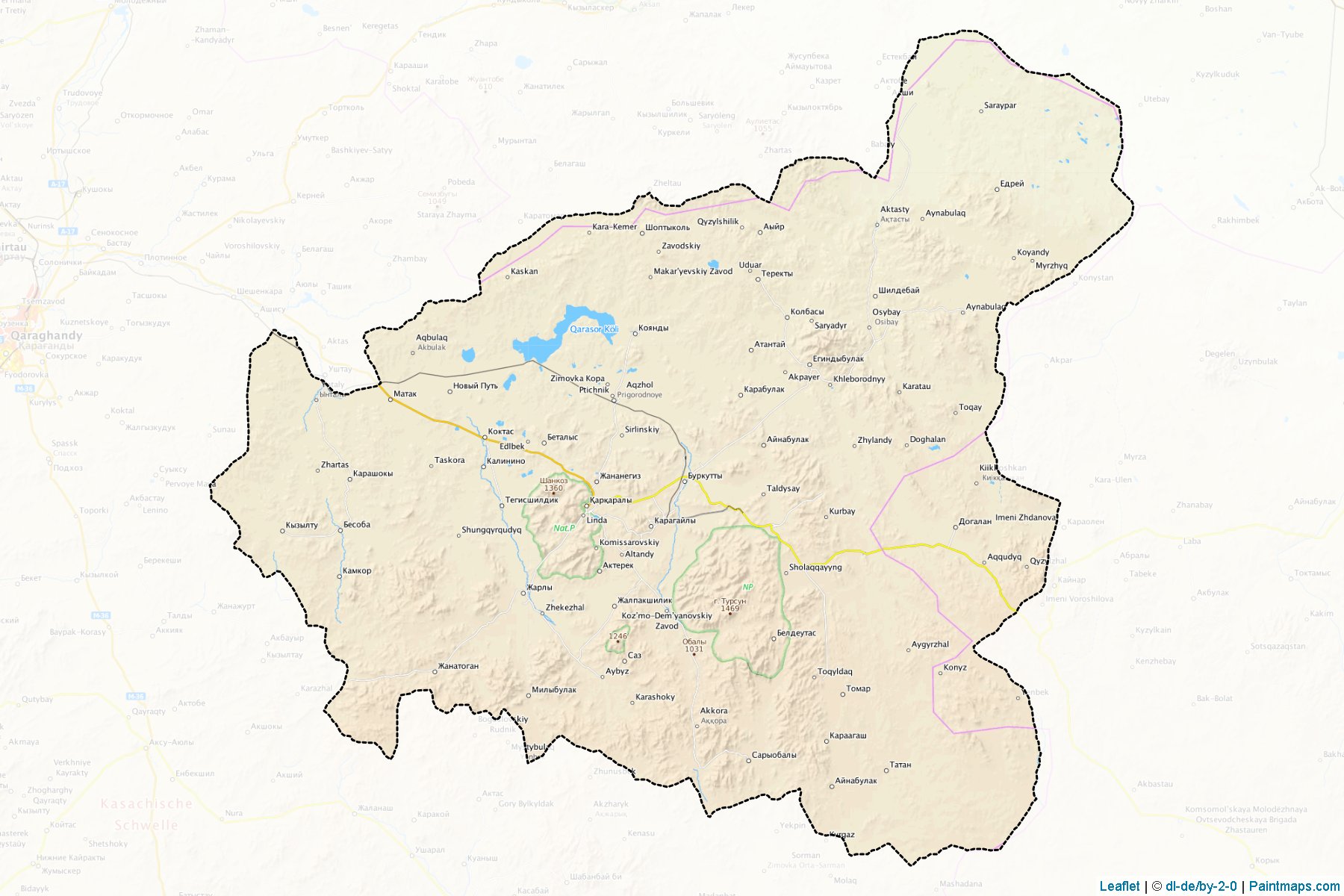 Muestras de recorte de mapas Karkaralinskiy (Qaraghandy)-1