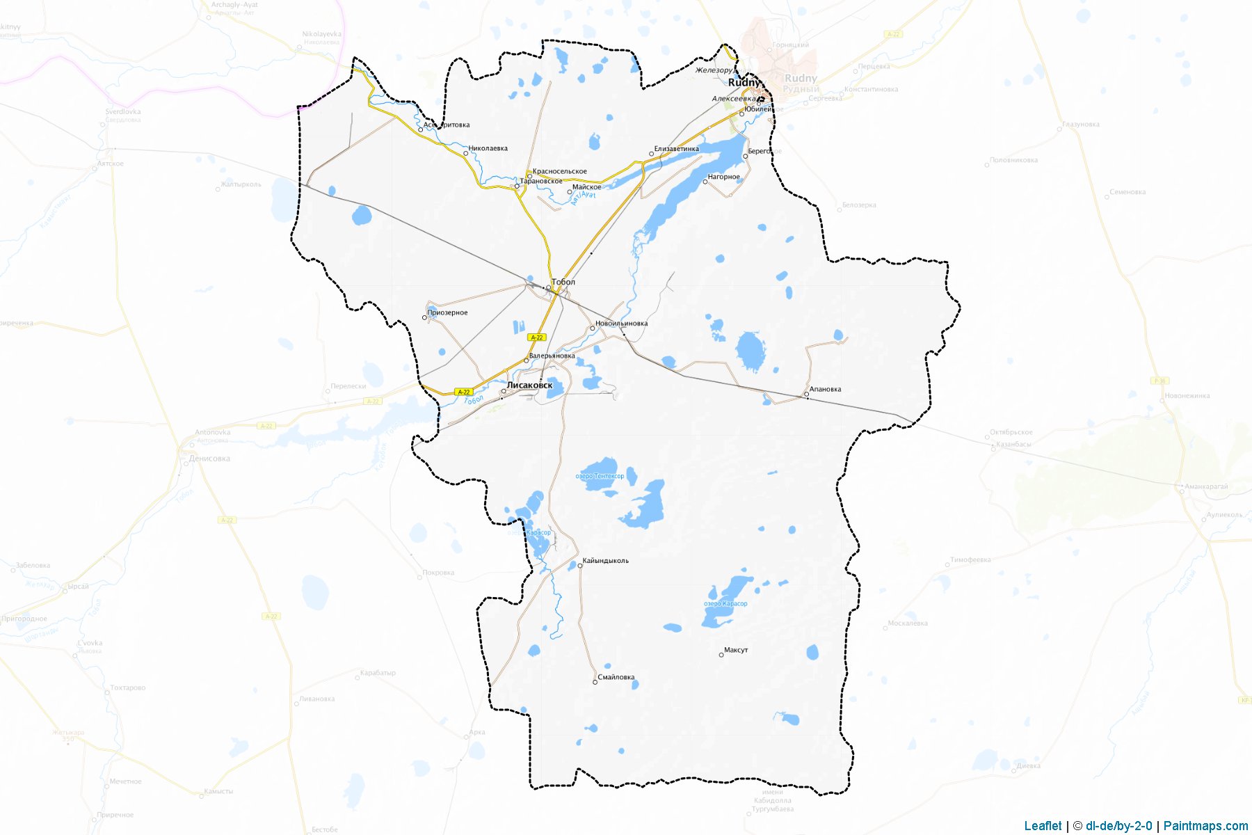 Muestras de recorte de mapas Taranovskiy (Qostanay)-1