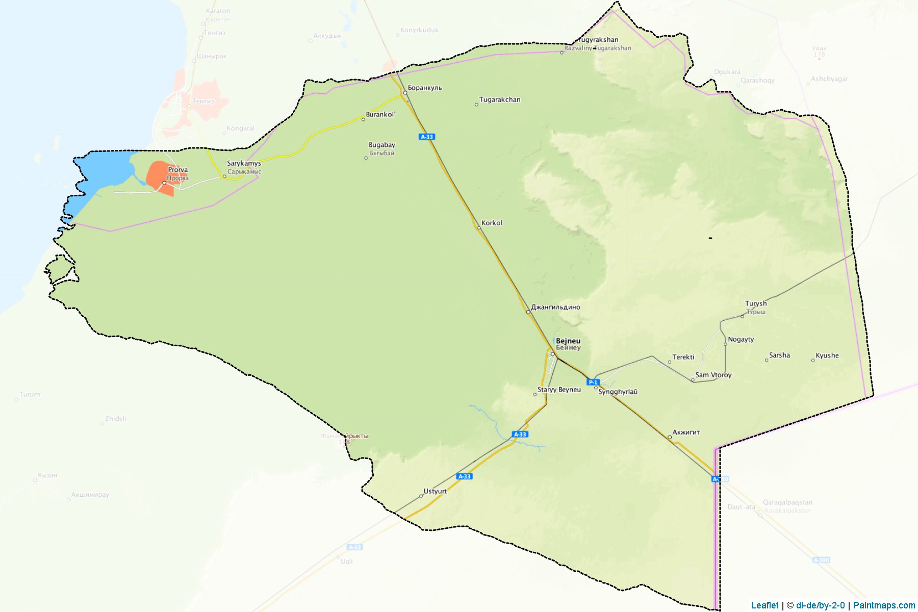 Muestras de recorte de mapas Beyneuskiy (Mangghystau)-1