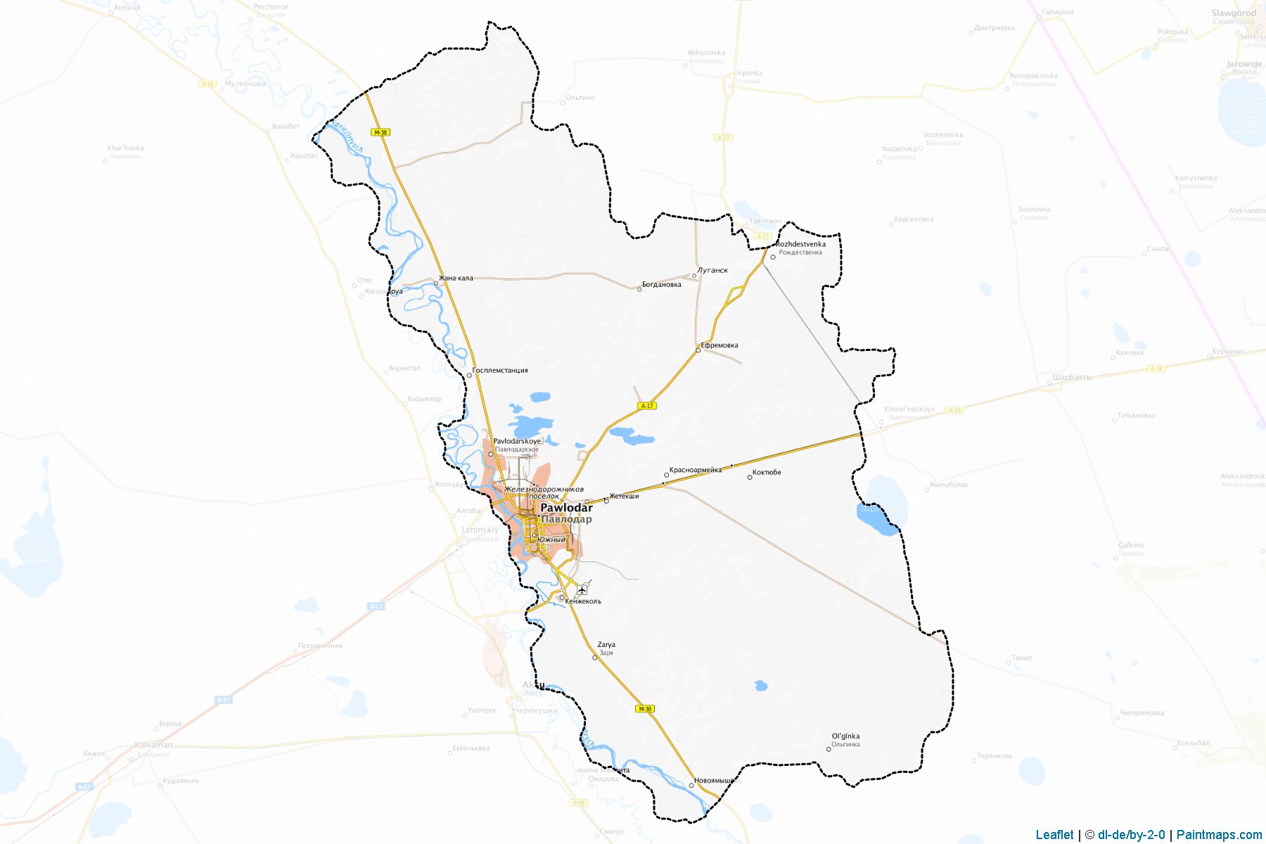 Muestras de recorte de mapas Pavlodarskiy (Pavlodar)-1