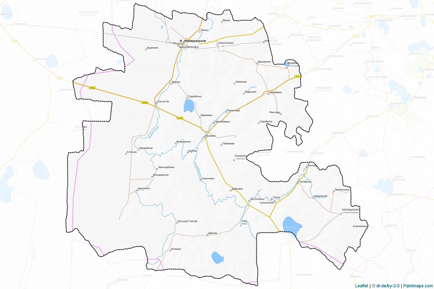 Muestras de recorte de mapas Tselinniy (North Kazakhstan)-1