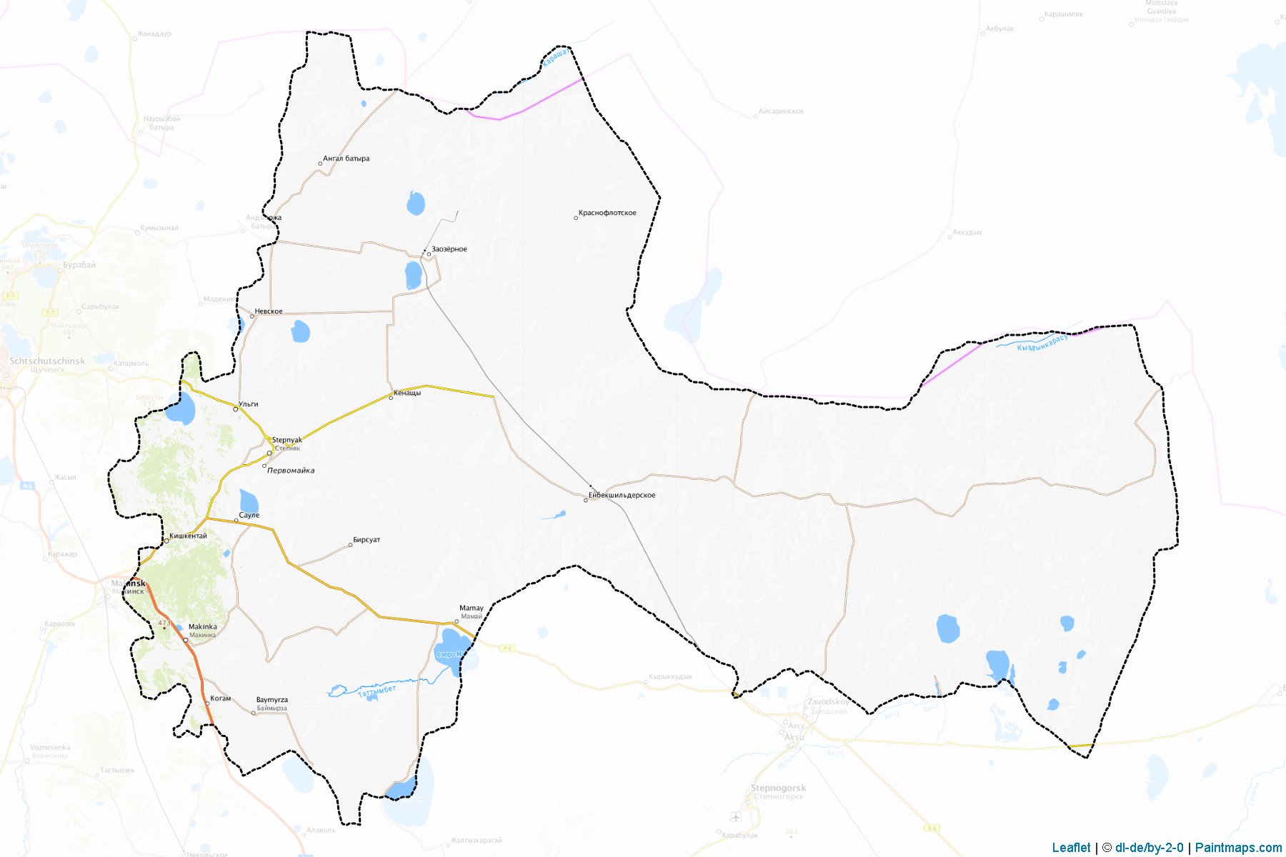 Muestras de recorte de mapas Enbekshil`derskiy (Aqmola)-1