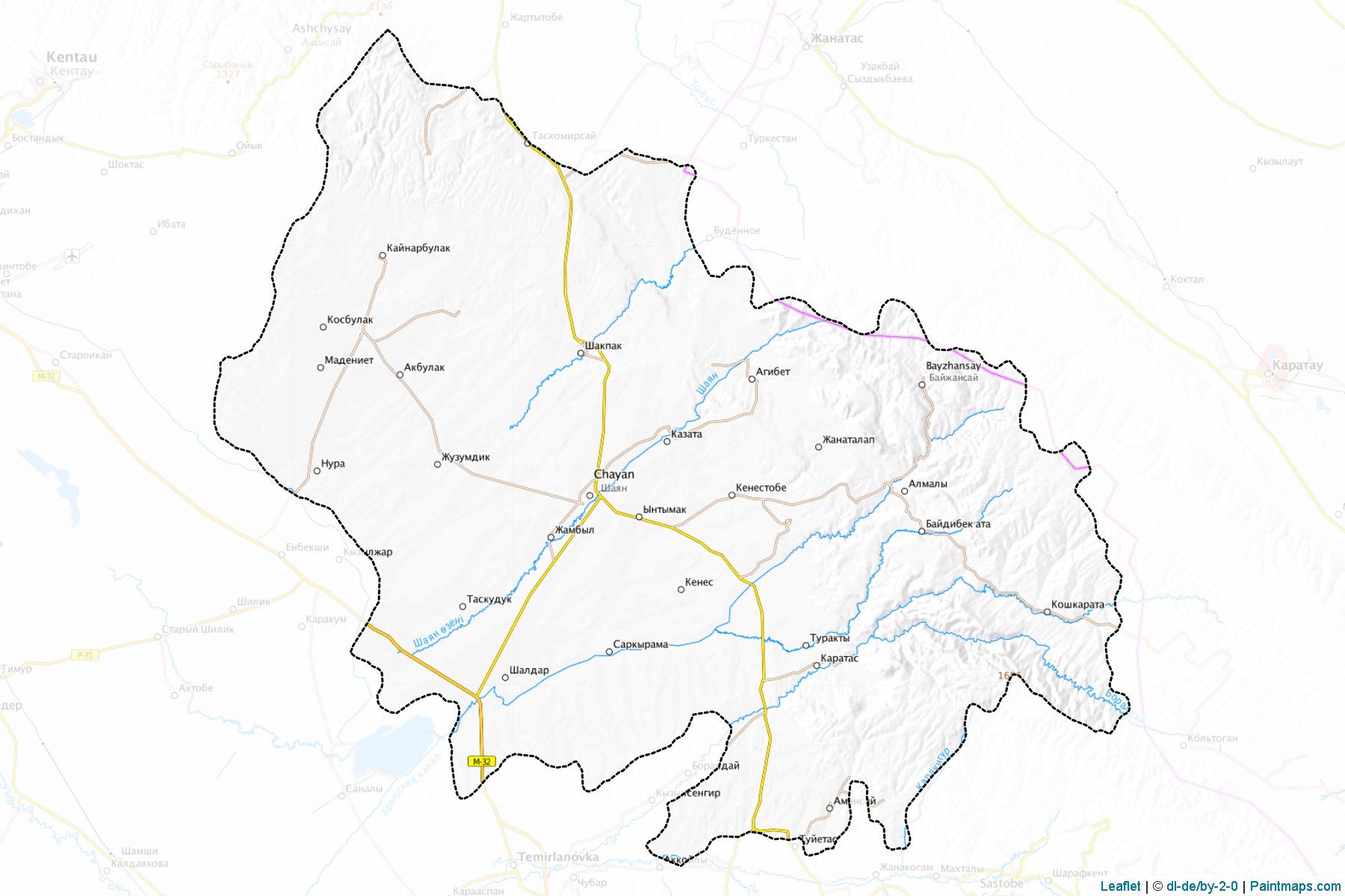 Muestras de recorte de mapas Baydibekskiy (South Kazakhstan)-1